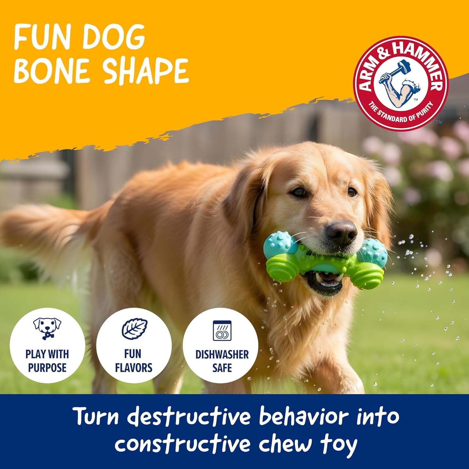 image:imageArm amp Hammer Nubbies Duality Bone Dog Dental Chew Toy Green Apple Flavor Baking Soda Infused Nubby Grooves Reduce Plaque and Tartar No Stuffing for Moderate ChewersBlue Green