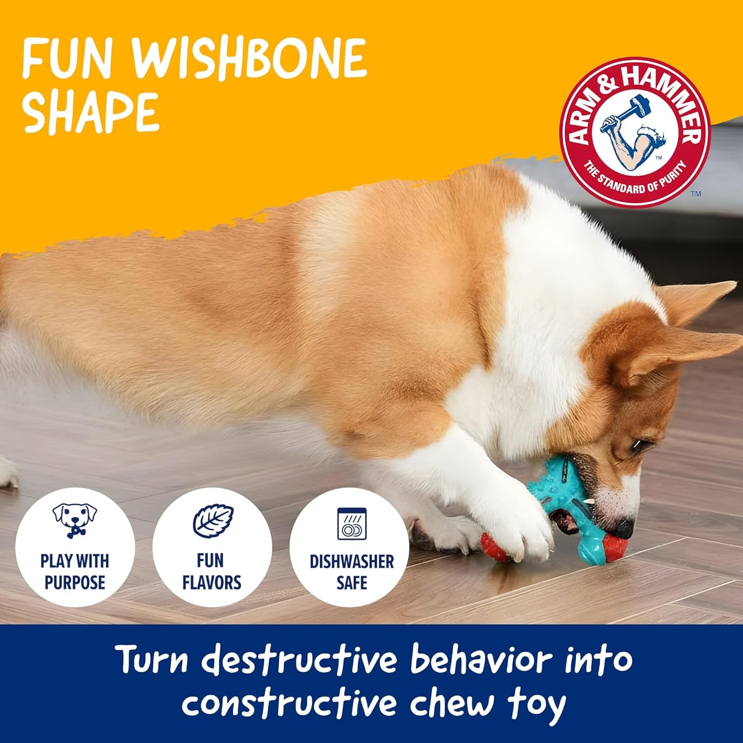 image:imageArm amp Hammer Nubbies Duality Bone Dog Dental Chew Toy Green Apple Flavor Baking Soda Infused Nubby Grooves Reduce Plaque and Tartar No Stuffing for Moderate ChewersBlue Red