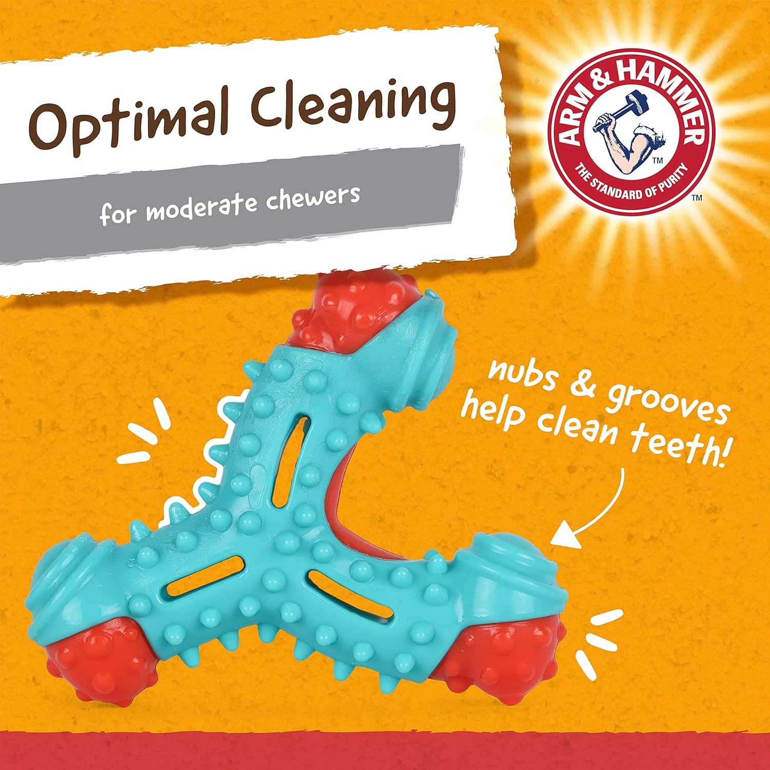 image:imageArm amp Hammer Nubbies Duality Bone Dog Dental Chew Toy Green Apple Flavor Baking Soda Infused Nubby Grooves Reduce Plaque and Tartar No Stuffing for Moderate ChewersBlue Red
