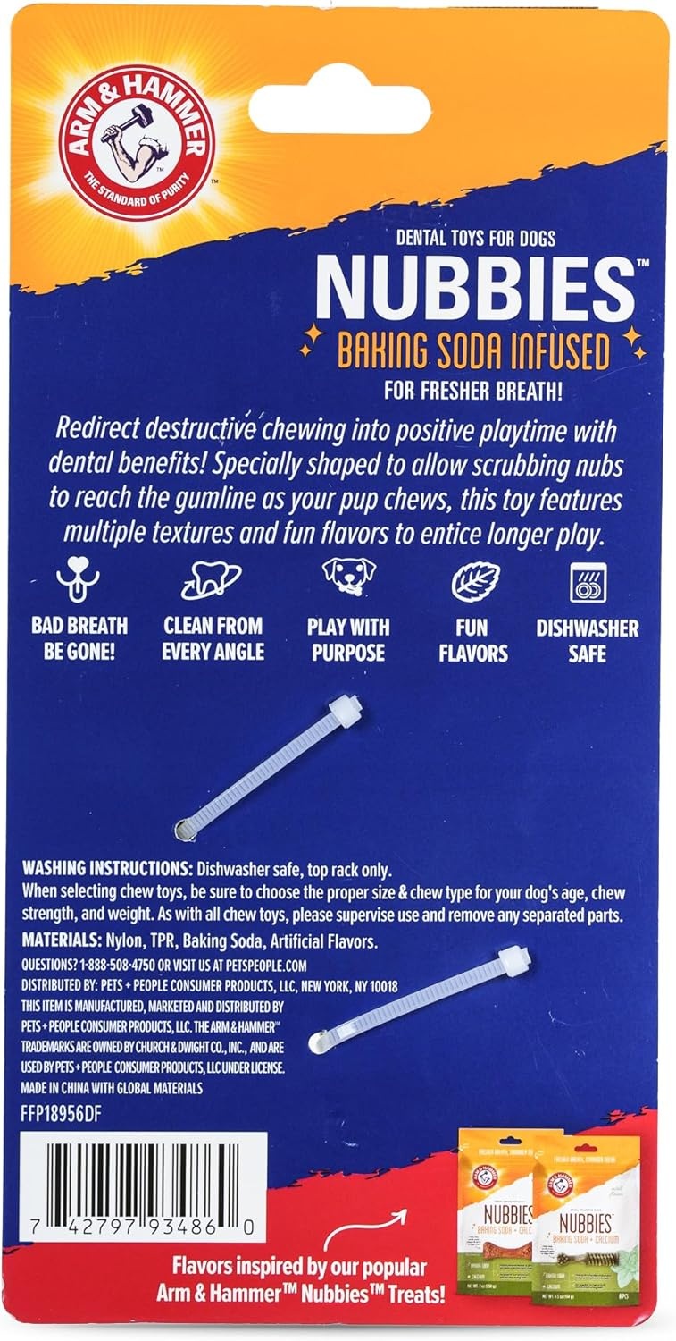 image:imageArm amp Hammer Nubbies Duality Bone Dog Dental Chew Toy Green Apple Flavor Baking Soda Infused Nubby Grooves Reduce Plaque and Tartar No Stuffing for Moderate ChewersBlue Green