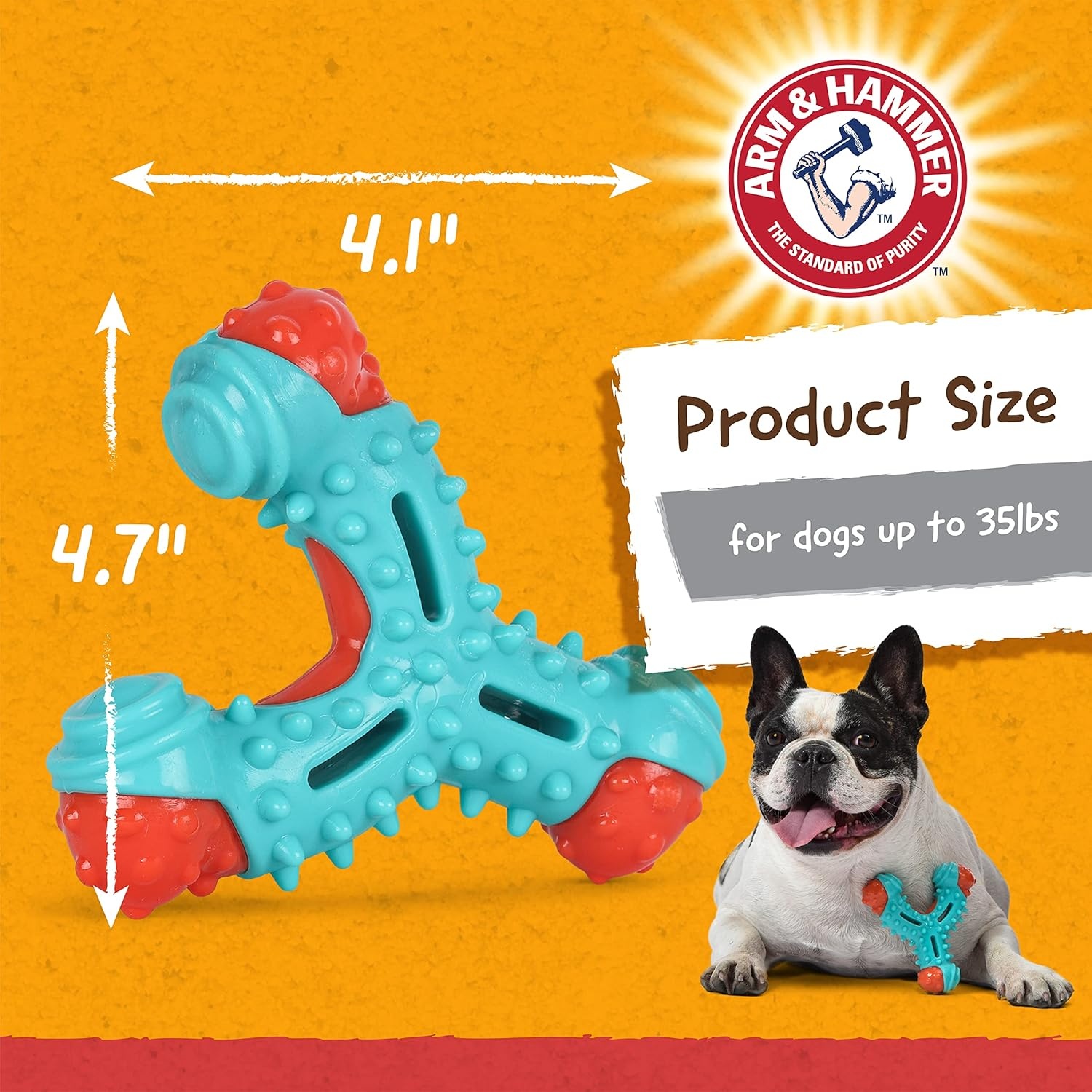 image:imageArm amp Hammer Nubbies Duality Bone Dog Dental Chew Toy Green Apple Flavor Baking Soda Infused Nubby Grooves Reduce Plaque and Tartar No Stuffing for Moderate ChewersBlue Red