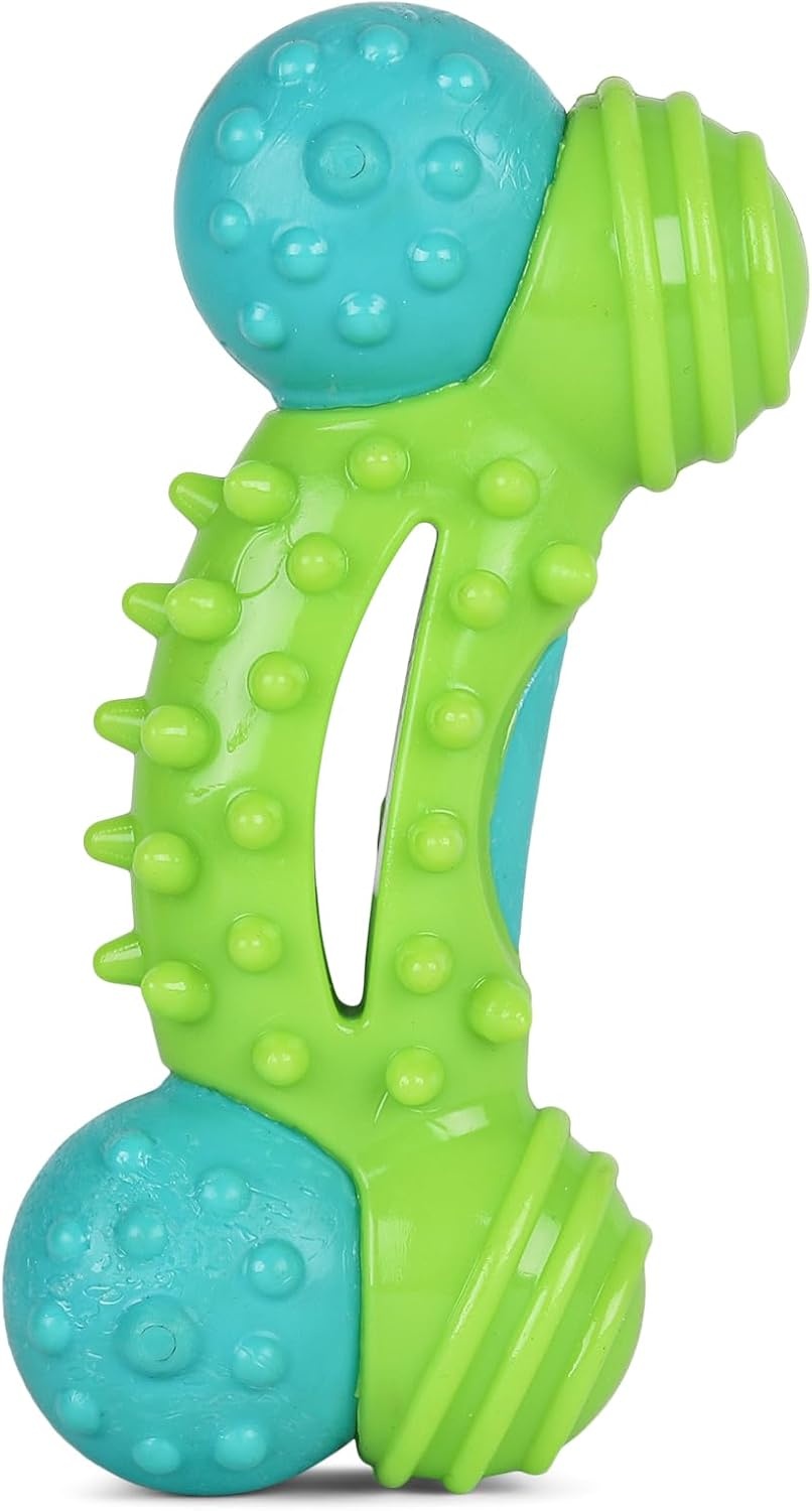 image:imageArm amp Hammer Nubbies Duality Bone Dog Dental Chew Toy Green Apple Flavor Baking Soda Infused Nubby Grooves Reduce Plaque and Tartar No Stuffing for Moderate ChewersBlue Green