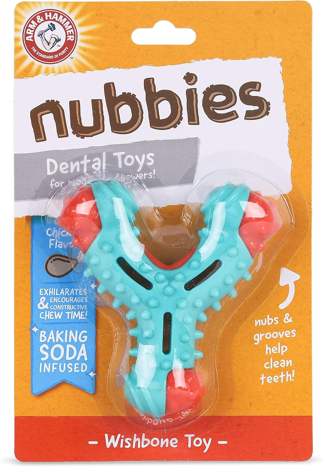 image:imageArm amp Hammer Nubbies Duality Bone Dog Dental Chew Toy Green Apple Flavor Baking Soda Infused Nubby Grooves Reduce Plaque and Tartar No Stuffing for Moderate ChewersBlue Red