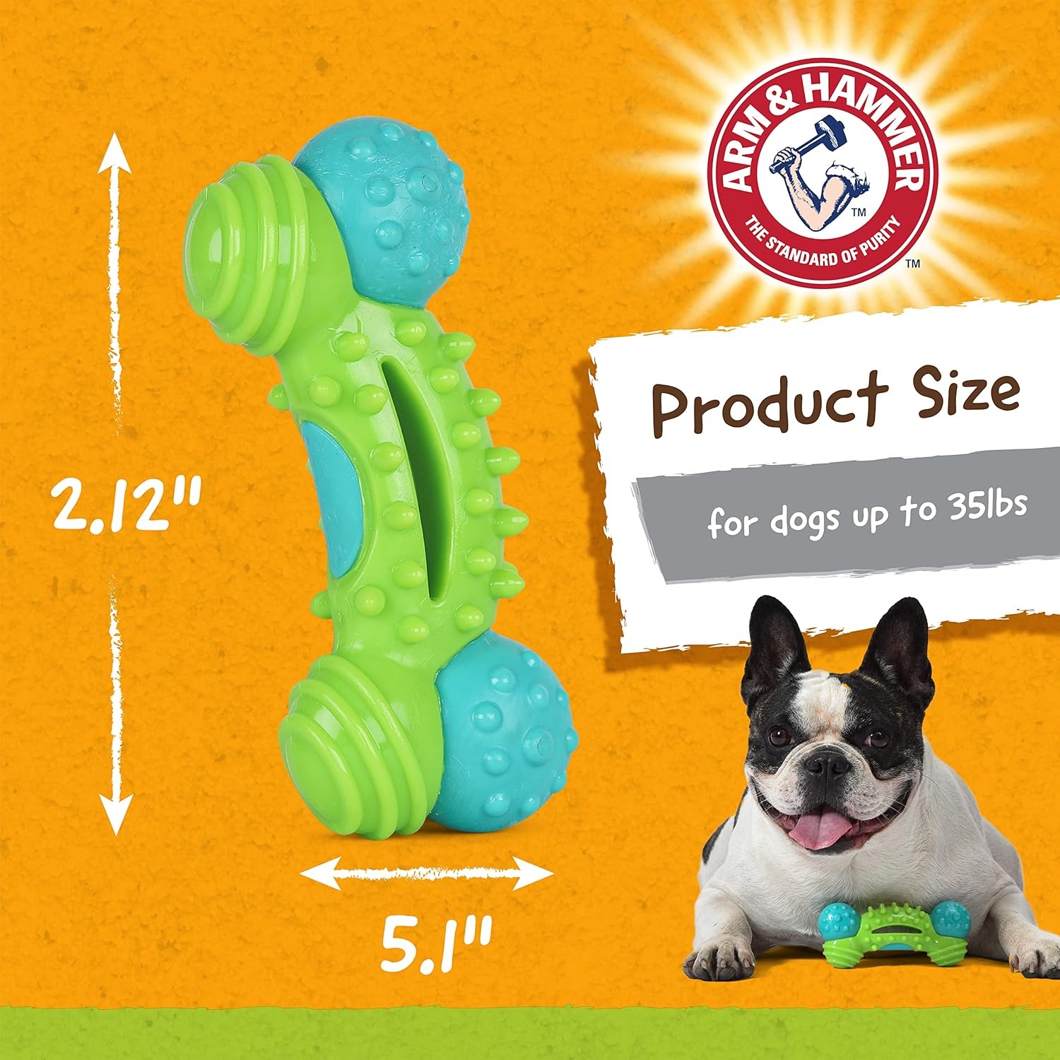 image:imageArm amp Hammer Nubbies Duality Bone Dog Dental Chew Toy Green Apple Flavor Baking Soda Infused Nubby Grooves Reduce Plaque and Tartar No Stuffing for Moderate ChewersBlue Green