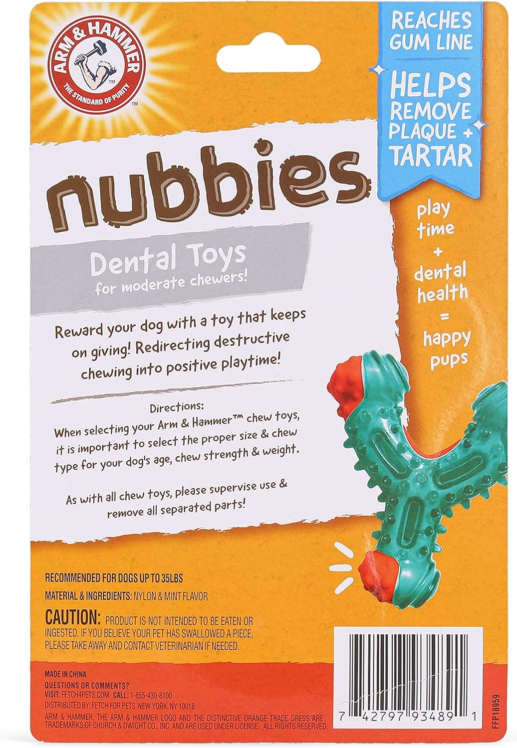 image:imageArm amp Hammer Nubbies Duality Bone Dog Dental Chew Toy Green Apple Flavor Baking Soda Infused Nubby Grooves Reduce Plaque and Tartar No Stuffing for Moderate ChewersBlue Red