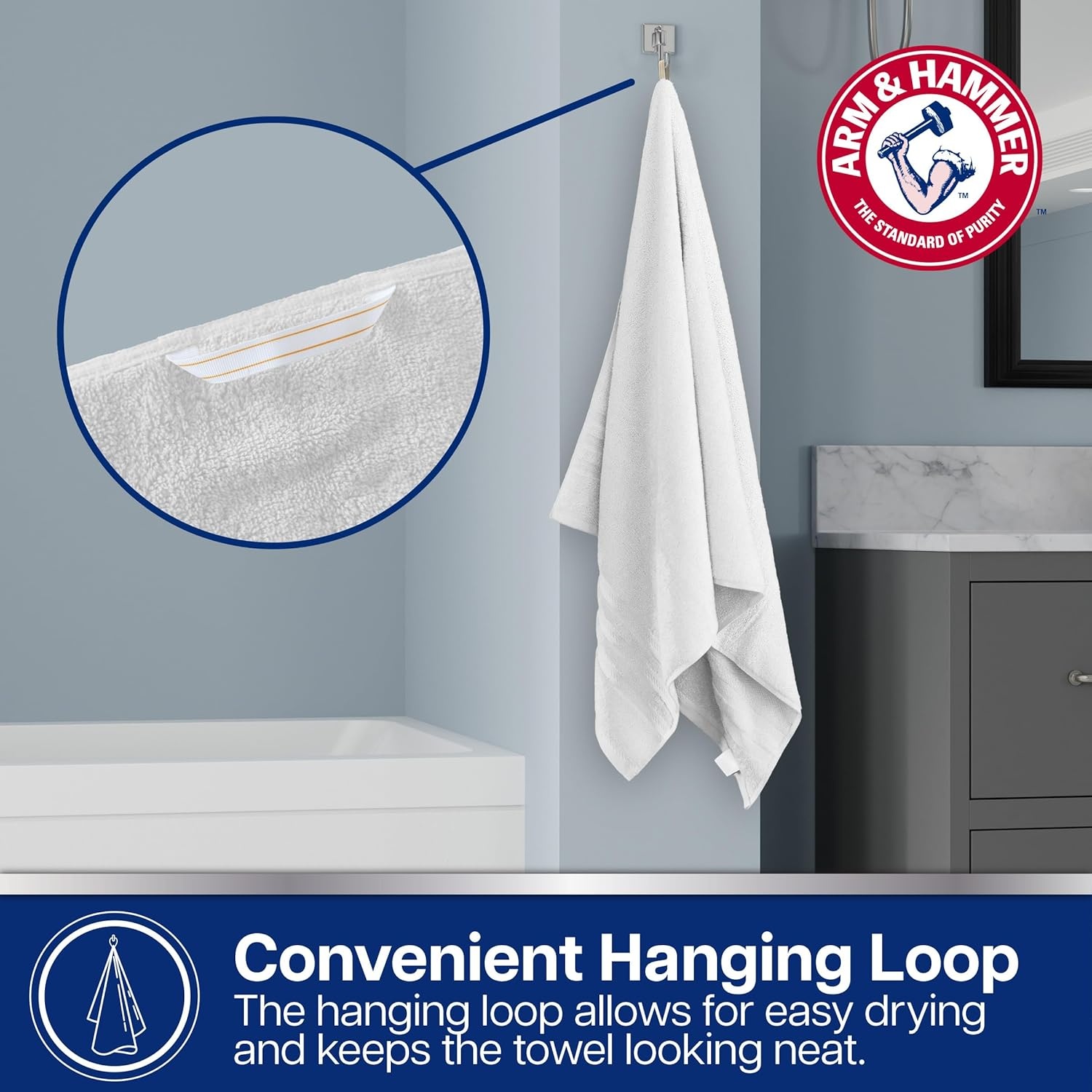image:imageArm amp Hammer Performance Hand Towels 2 Piece Light BlueLight Blue