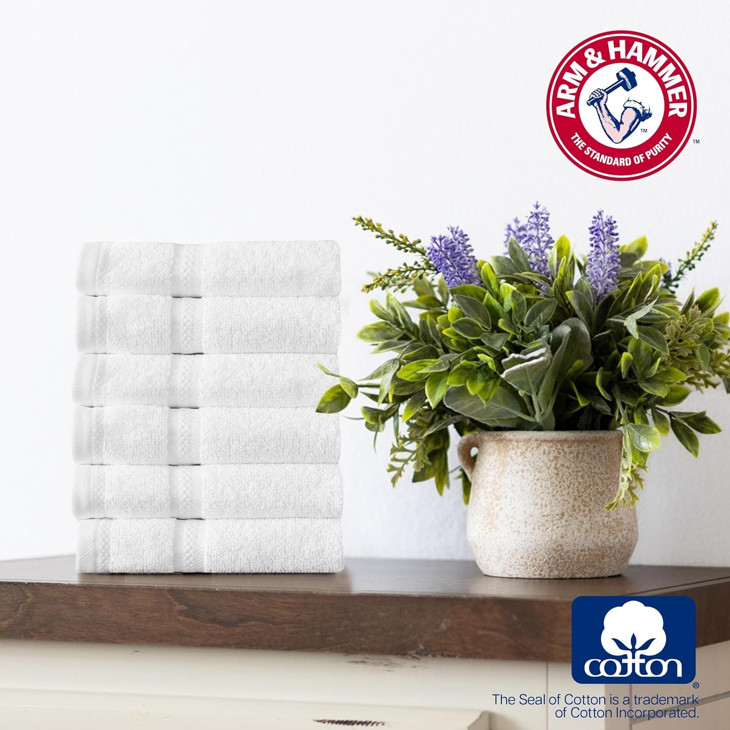image:imageArm amp Hammer Performance Towel Washcloth Set 6 Piece WhiteKhaki