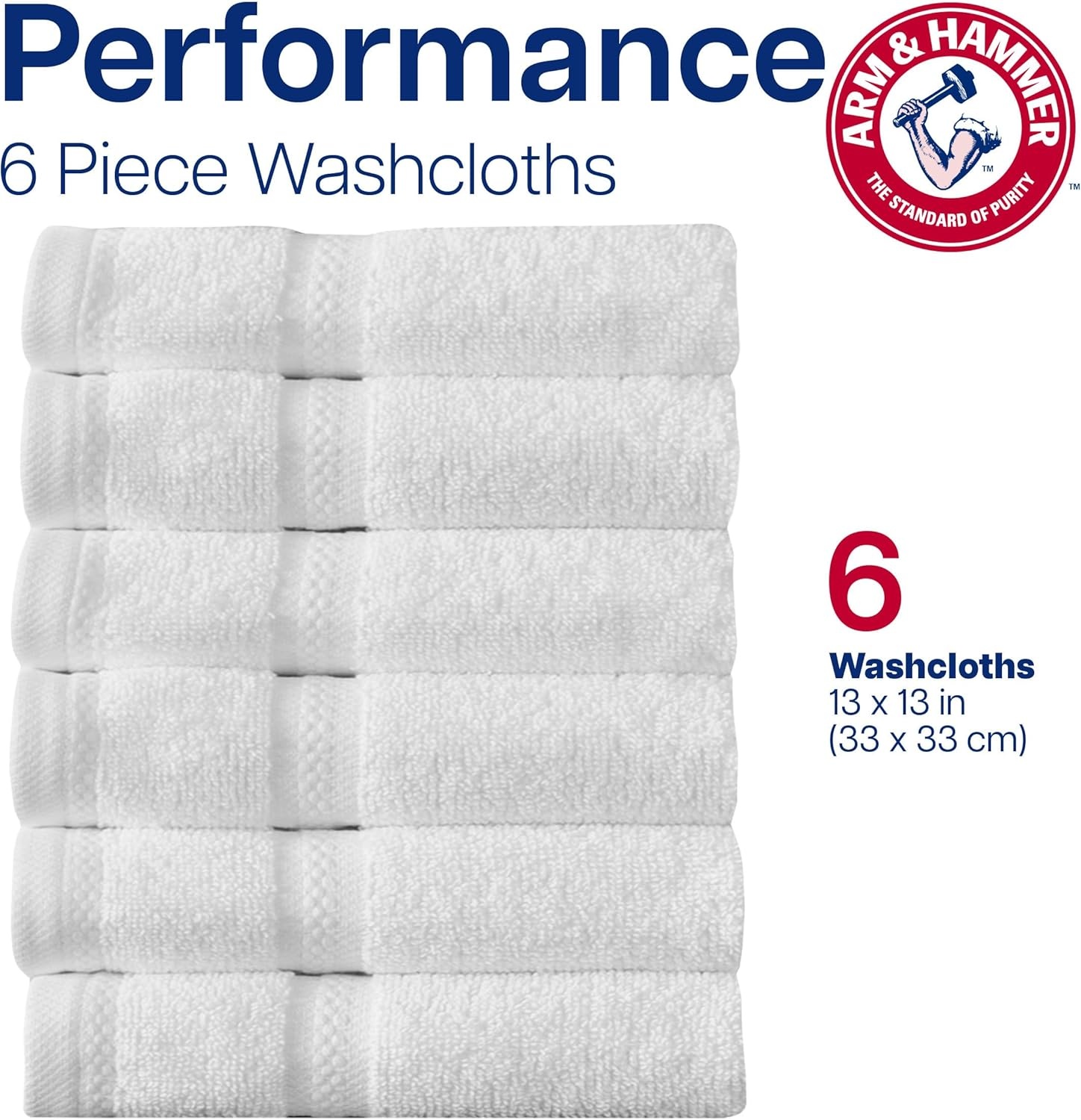 image:imageArm amp Hammer Performance Towel Washcloth Set 6 Piece WhiteWhite