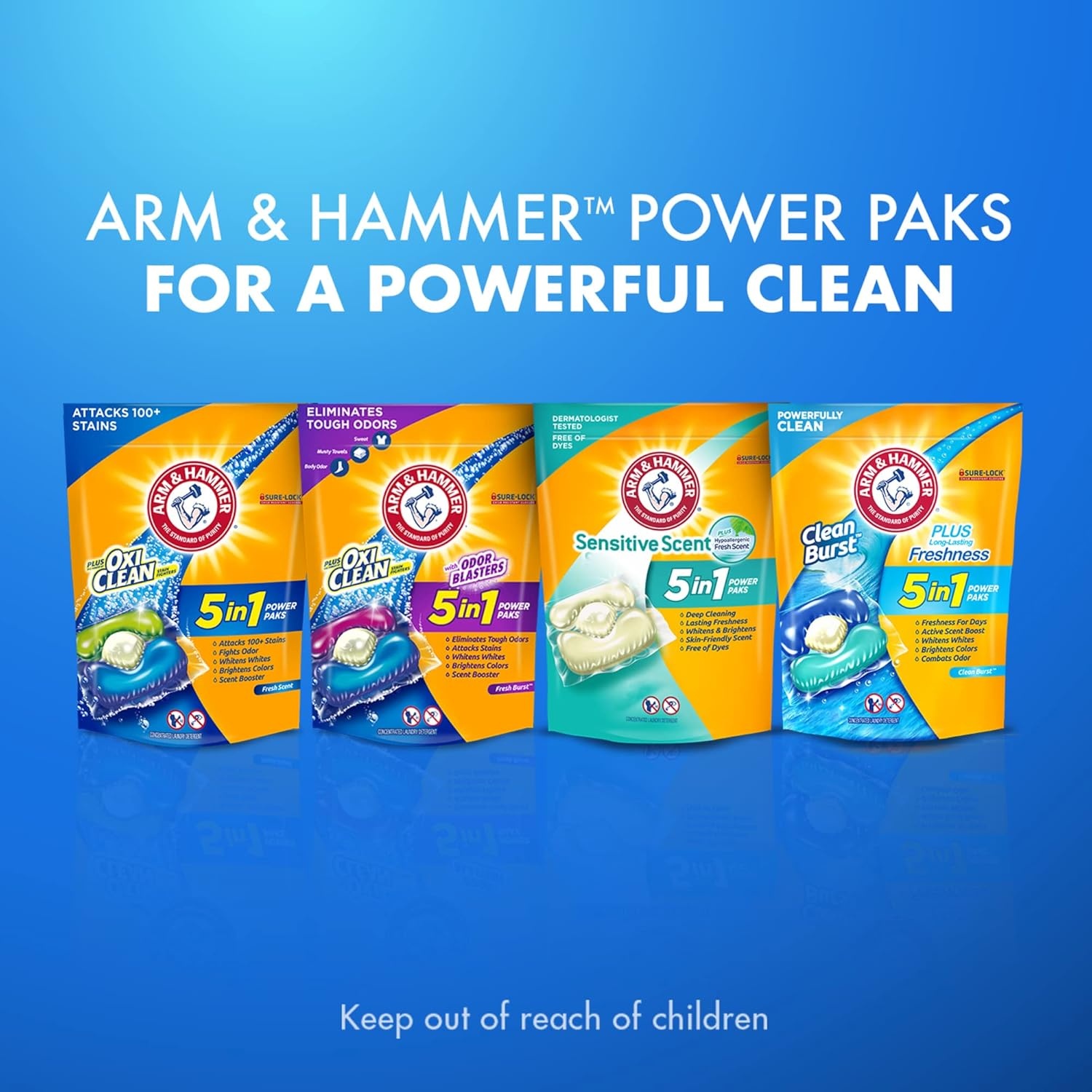 image:imageArm amp Hammer Plus OxiClean 5in1 Laundry Detergent Power Paks 42 Count Packaging may varyFresh Scent