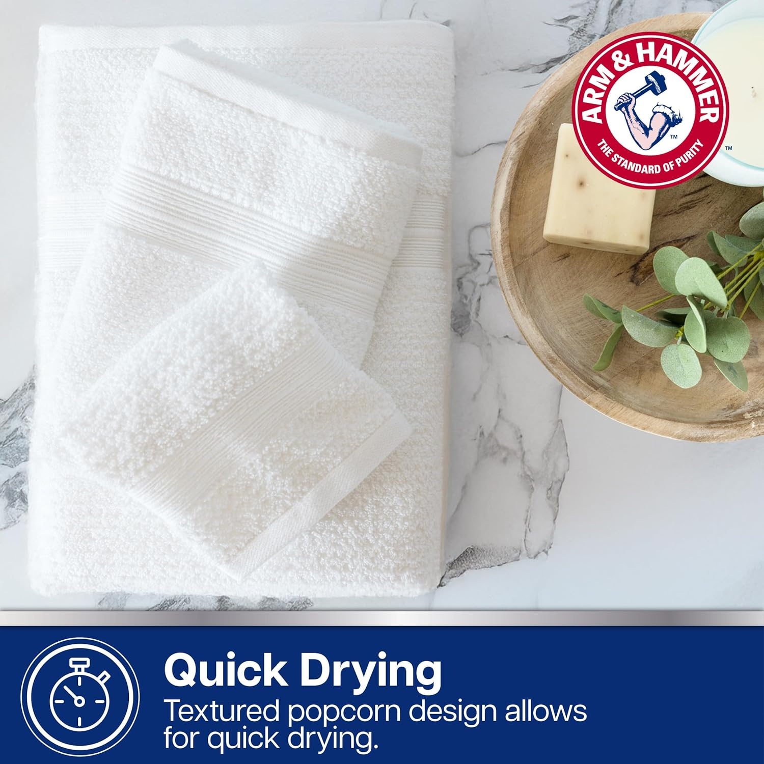 image:imageArm amp Hammer Quick Dry Washcloth Set 6 Piece Light GreyGrey