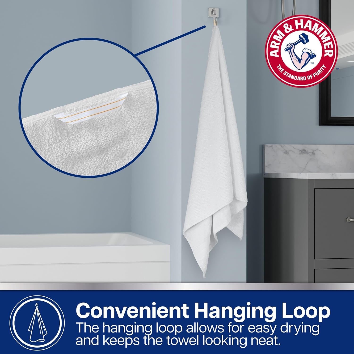image:imageArm amp Hammer Quick Dry Washcloth Set 6 Piece Light GreyLight Blue