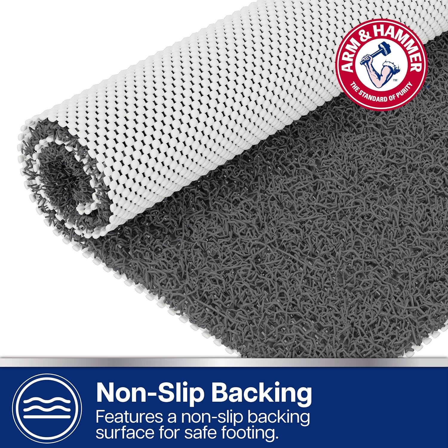 image:imageArm amp Hammer Sensory Touch NonSlip Loofah Bath Mat for Showers and Tubs 17 x 30 GreyGrey