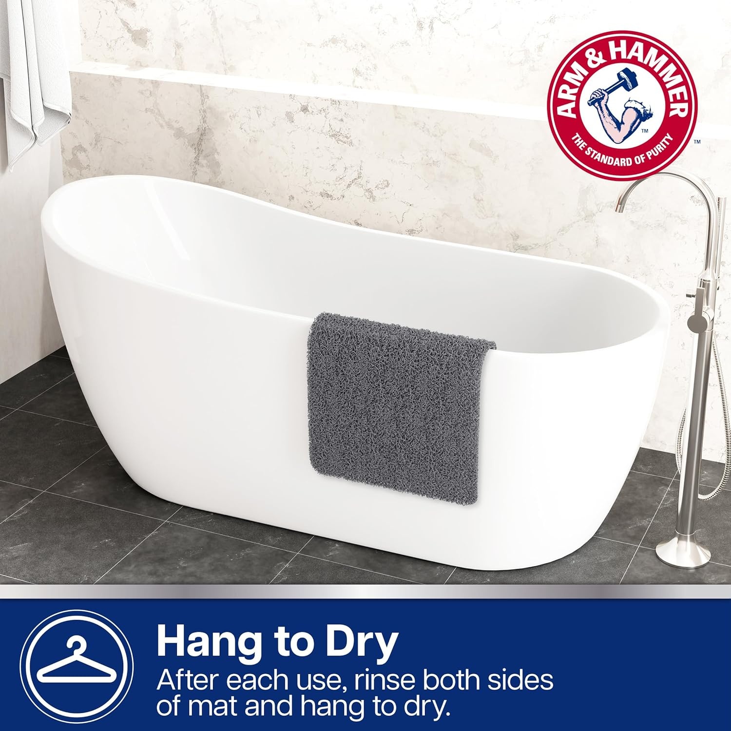 image:imageArm amp Hammer Sensory Touch NonSlip Loofah Bath Mat for Showers and Tubs 17 x 30 GreyGrey