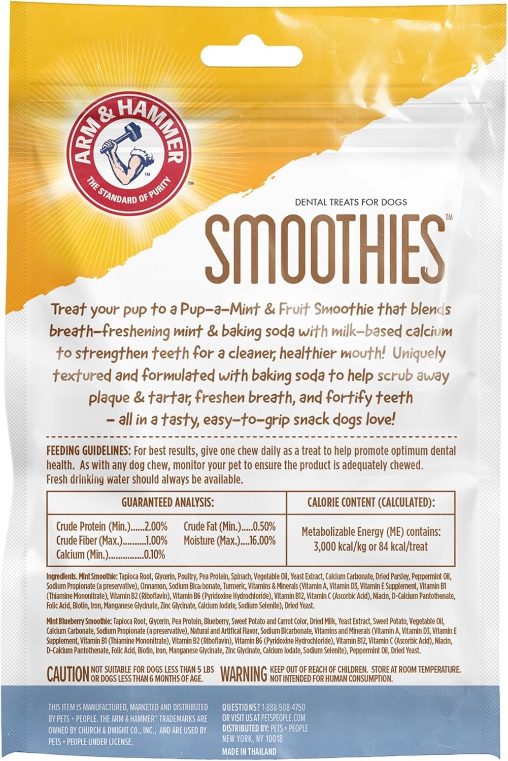 image:imageArm amp Hammer Smoothies Dental Chews for Dogs with Baking Soda amp Calcium Fight Bad Breath Plaque amp Tartar without Brushing Mint Flavor Medium Size 57 Count 33 lb BucketMint Blueberry
