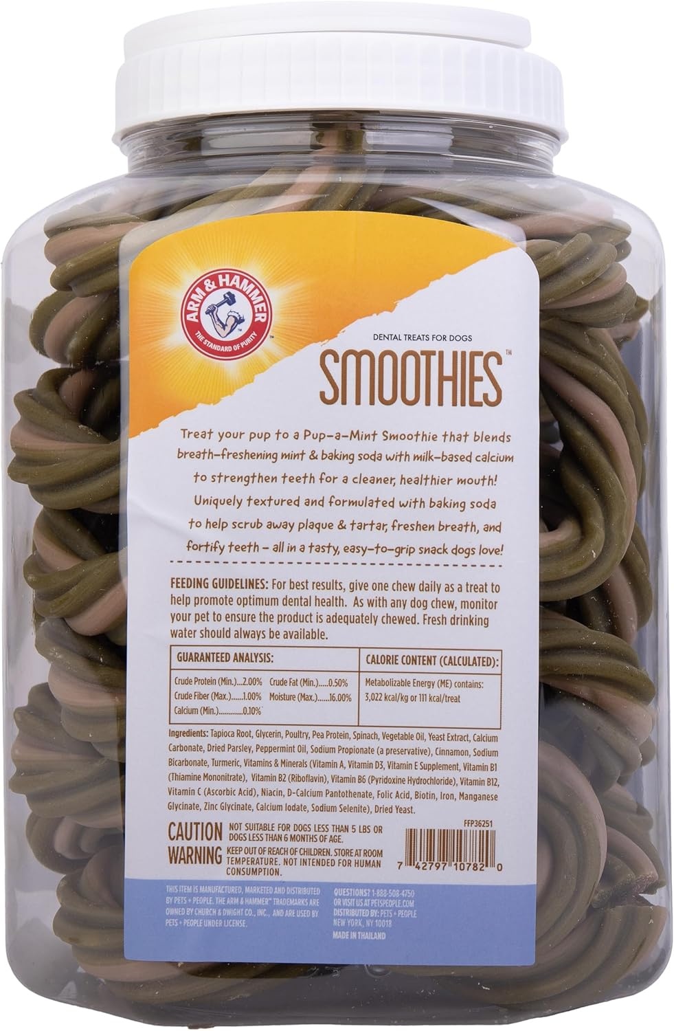 image:imageArm amp Hammer Smoothies Dental Chews for Dogs with Baking Soda amp Calcium Fight Bad Breath Plaque amp Tartar without Brushing Mint Flavor Ring Shaped 32 Count 24 lb BucketMint