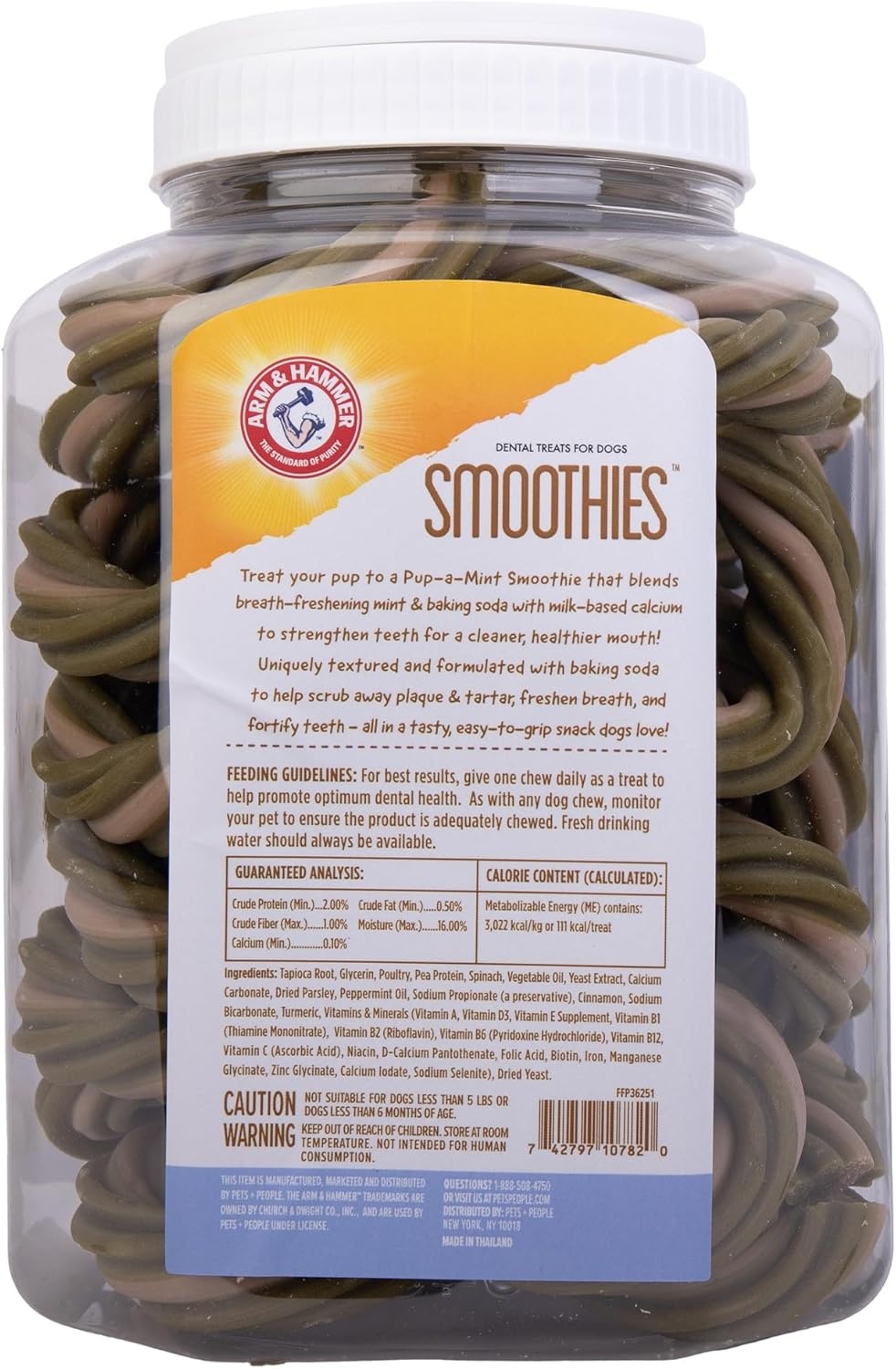 image:imageArm amp Hammer Smoothies Dental Chews for Dogs with Baking Soda amp Calcium Fight Bad Breath Plaque amp Tartar without Brushing Mint Flavor Ring Shaped 32 Count 24 lb BucketMint