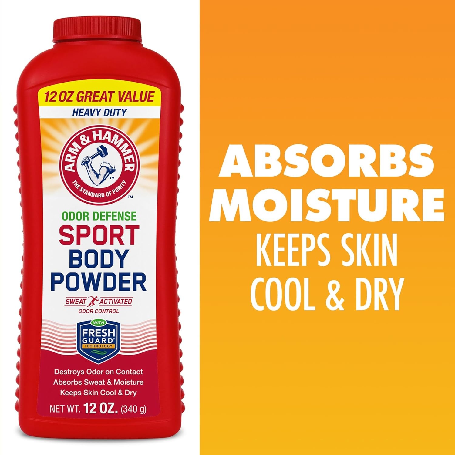 image:imageArm amp Hammer Sport Body Powder Powder for Men and Women Fresh Feeling Talc Free Aluminum Free Odor Defense with Baking Soda12 Ounce Pack of 1