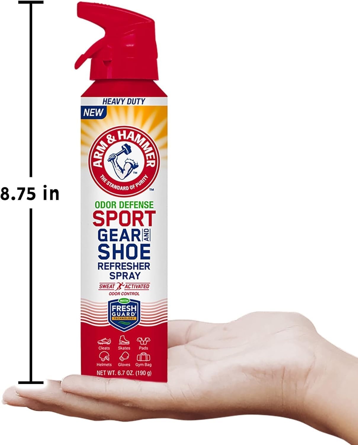 image:imageArm amp Hammer Sport Gear amp Shoe Refresher Spray Heavy Duty Odor Defense for Sports Gear and Footwear Deodorizer for Gym Bags Boxing Gloves Hockey Equipment and Football Pads 67 oz67 Ounce Pack of 3