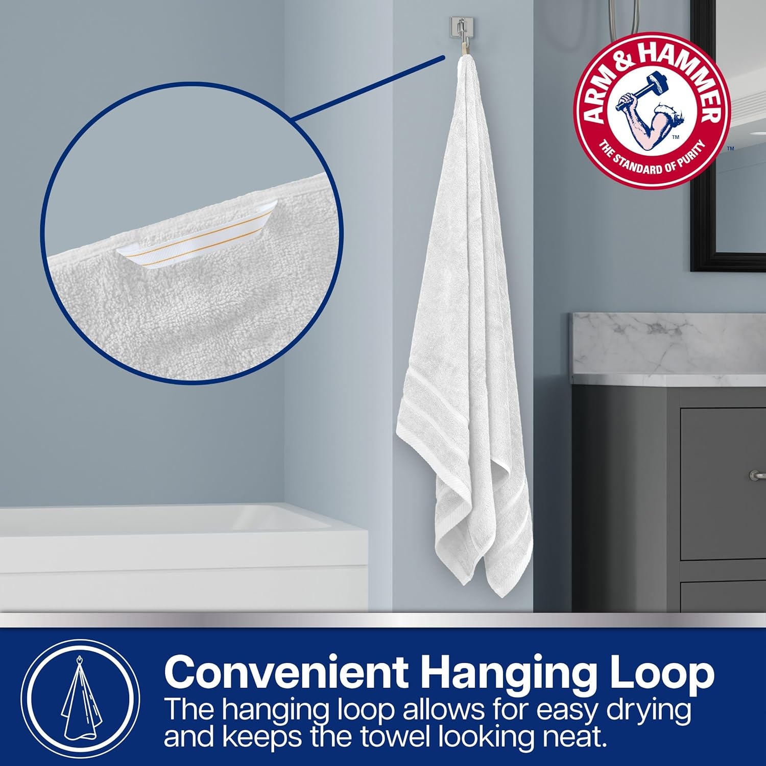 image:imageArm amp Hammer Super Soft Washcloths 6 Piece Light BlueGrey