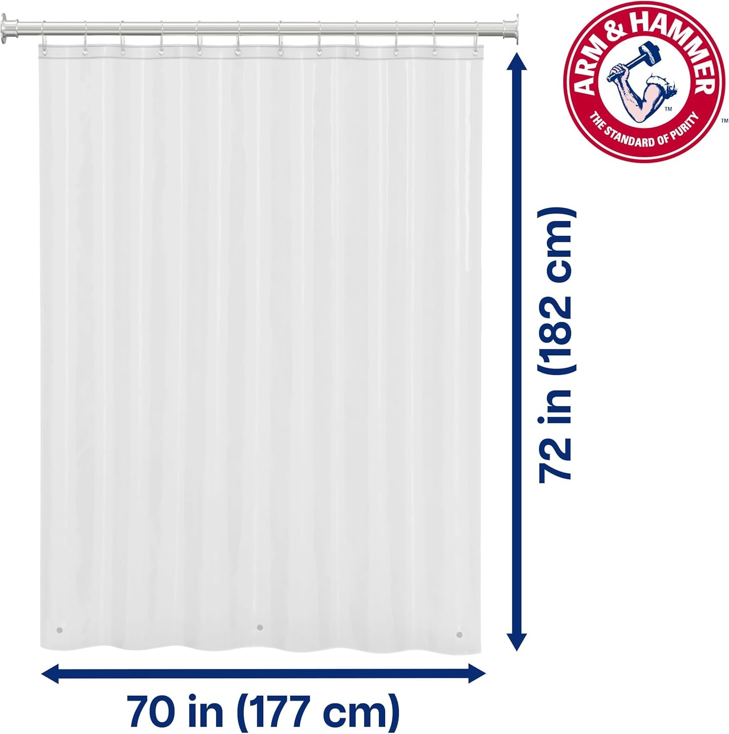 image:imageArm amp Hammer Waterproof Quick Drying Shower Liner Lightweight Design 70 x 72 ClearClear