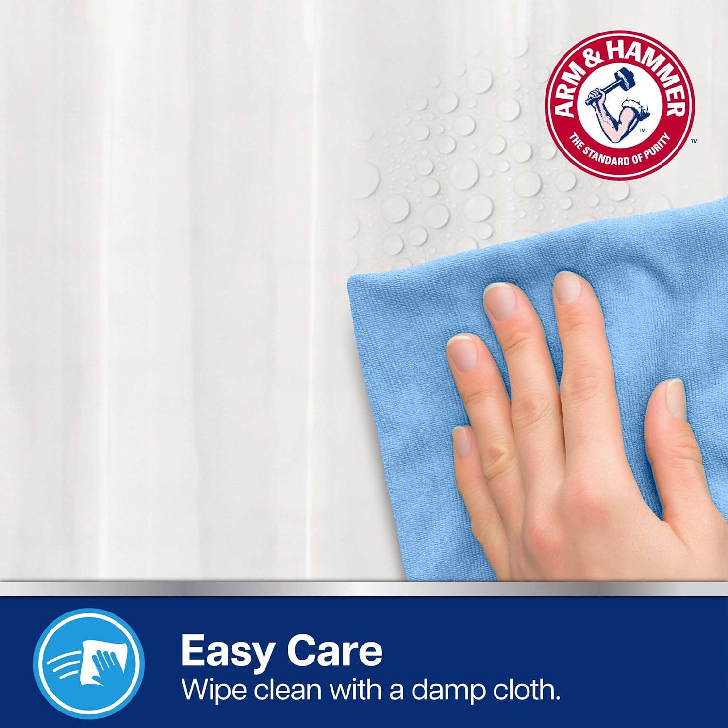 image:imageArm amp Hammer Waterproof Quick Drying Shower Liner Lightweight Design 70 x 72 ClearFrosted