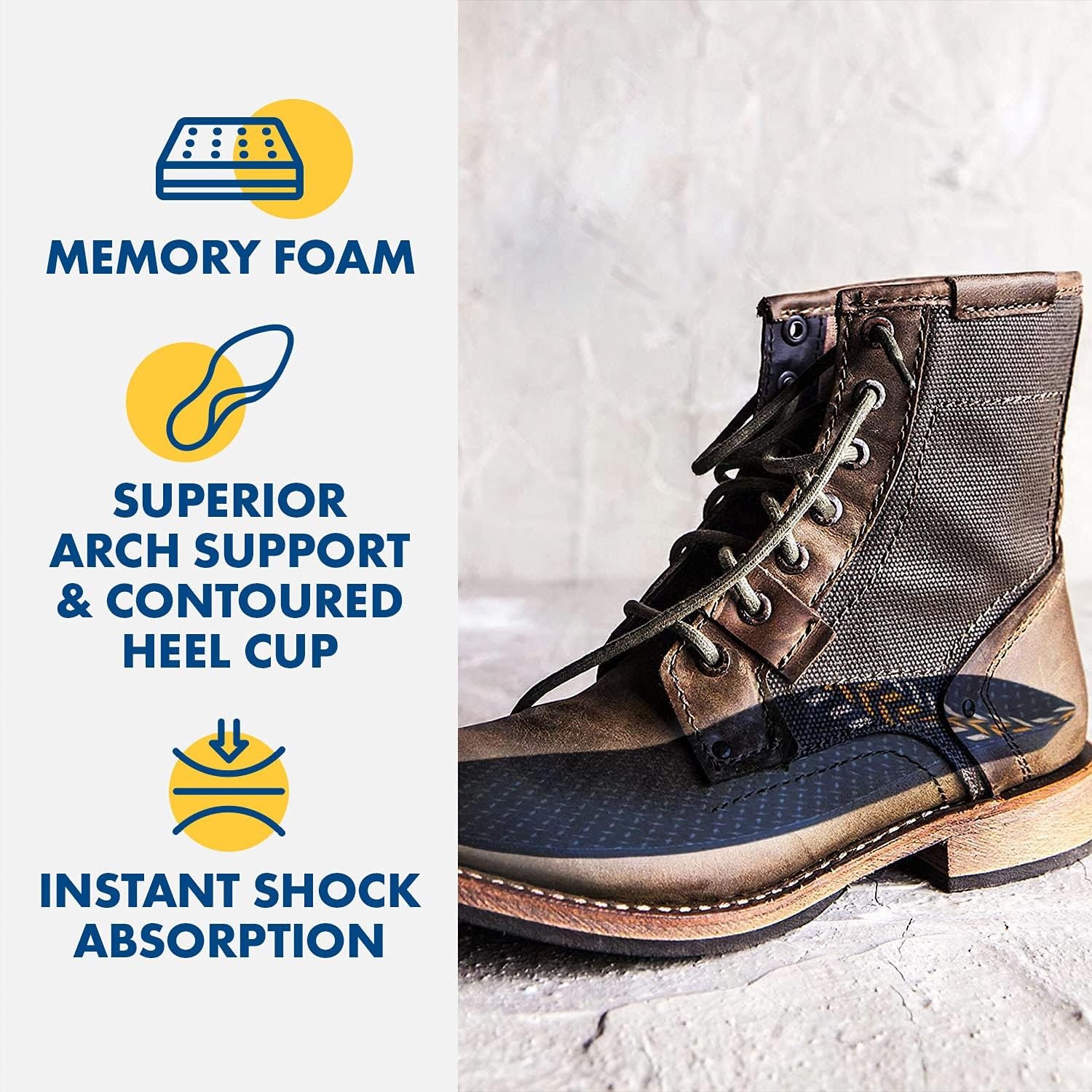 image:imageArm amp Hammer Work Insoles for Men and Women Boot Inserts for Work Boots Boot Insoles for Work Work Boot Insoles for Men and Women Pair of AntiFatigue Arch Support Memory Foam Insoles 3 Pack6
