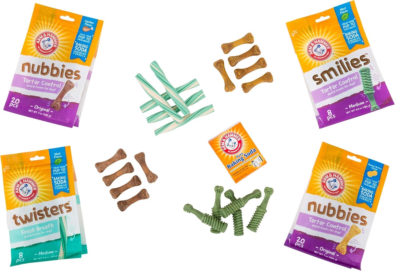 image:imageArm amp Hammer for Pets Nubbies Dental Treats Value Size Baking Soda amp Calcium Dog Dental Chews Helps Scrub Plaque amp Tartar While Chewing Peanut Butter Flavor 139 Count 528 Oz 6 PackChicken