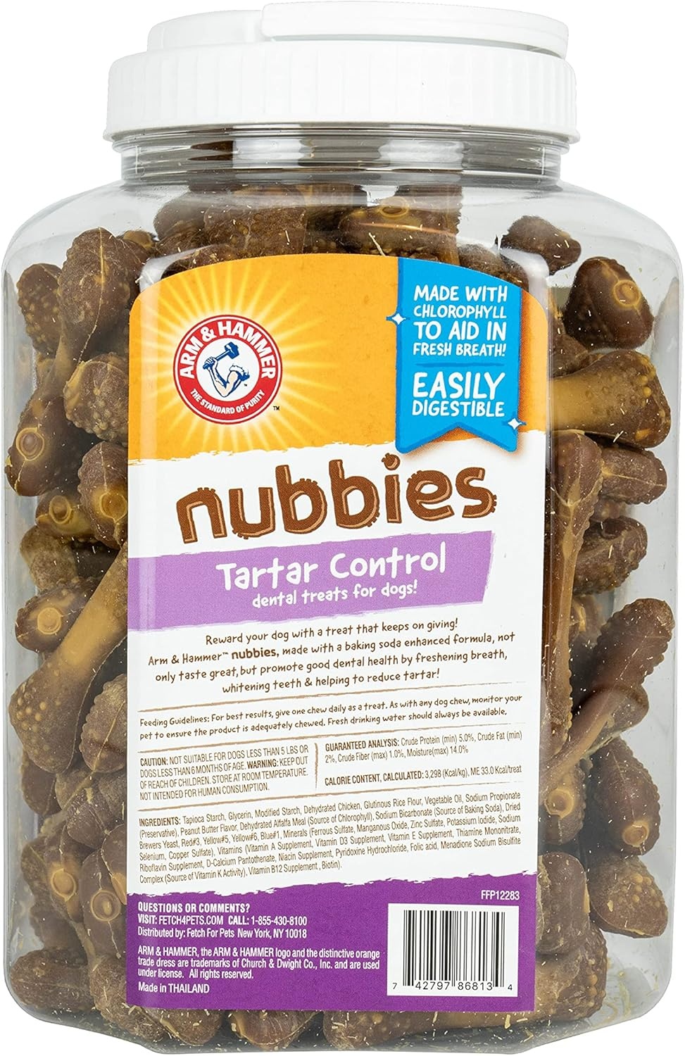 image:imageArm amp Hammer for Pets Nubbies Dental Treats Value Size Baking Soda amp Calcium Dog Dental Chews Helps Scrub Plaque amp Tartar While Chewing Peanut Butter Flavor 139 Count 528 Oz 6 PackPeanut Butter