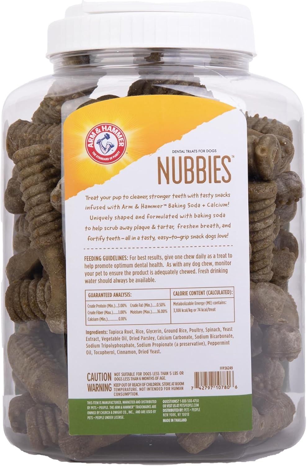 image:imageArm amp Hammer for Pets Nubbies Dental Treats Value Size Baking Soda amp Calcium Dog Dental Chews Helps Scrub Plaque amp Tartar While Chewing Peanut Butter Flavor 139 Count 528 Oz 6 PackMint