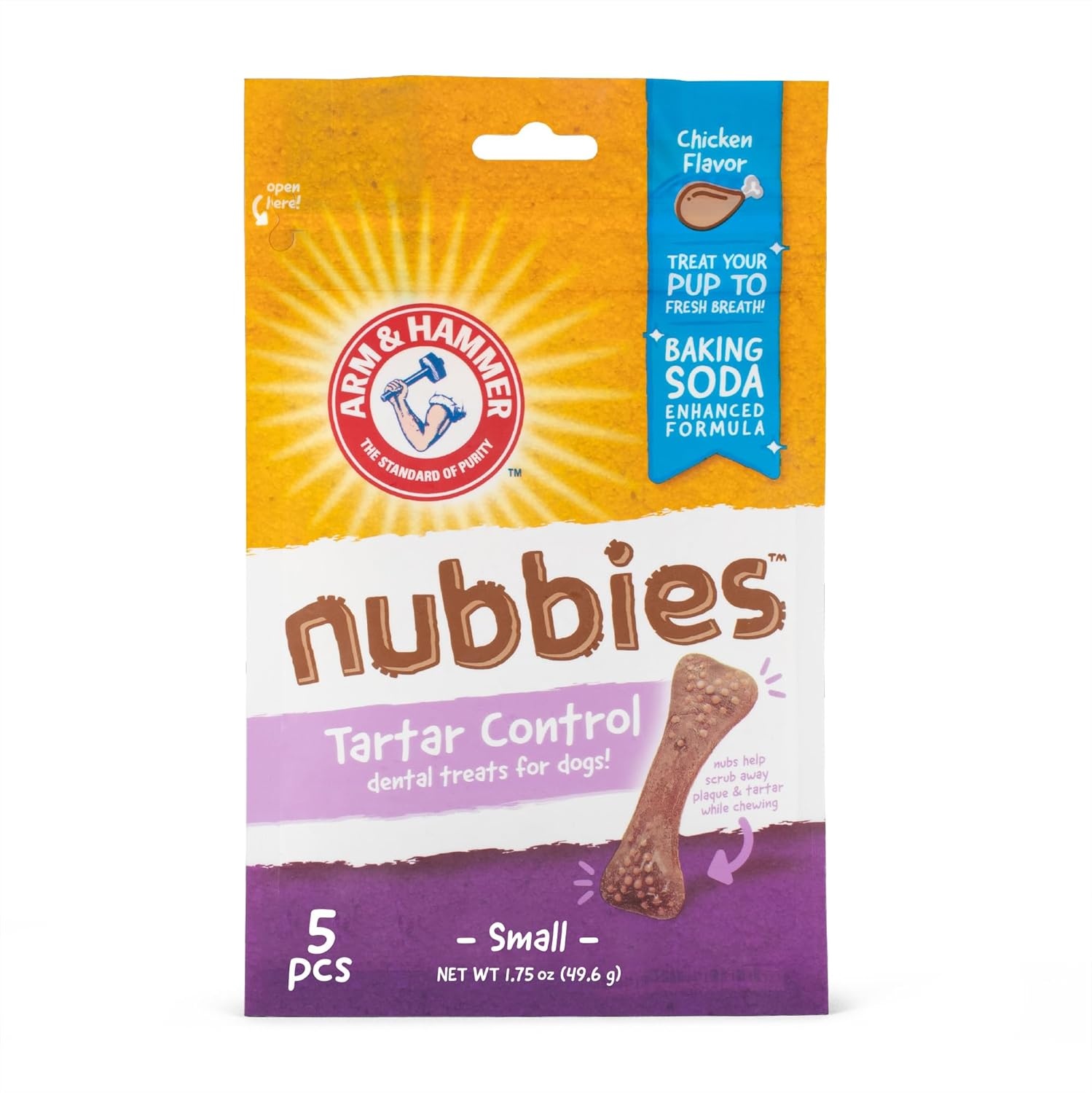 image:imageArm amp Hammer for Pets Nubbies Dental Treats Value Size Baking Soda amp Calcium Dog Dental Chews Helps Scrub Plaque amp Tartar While Chewing Peanut Butter Flavor 139 Count 528 Oz 6 PackChicken