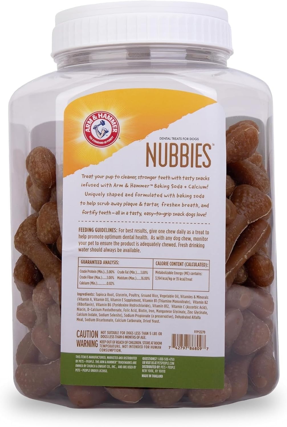 image:imageArm amp Hammer for Pets Nubbies Dental Treats Value Size Baking Soda amp Calcium Dog Dental Chews Helps Scrub Plaque amp Tartar While Chewing Peanut Butter Flavor 139 Count 528 Oz 6 PackChicken