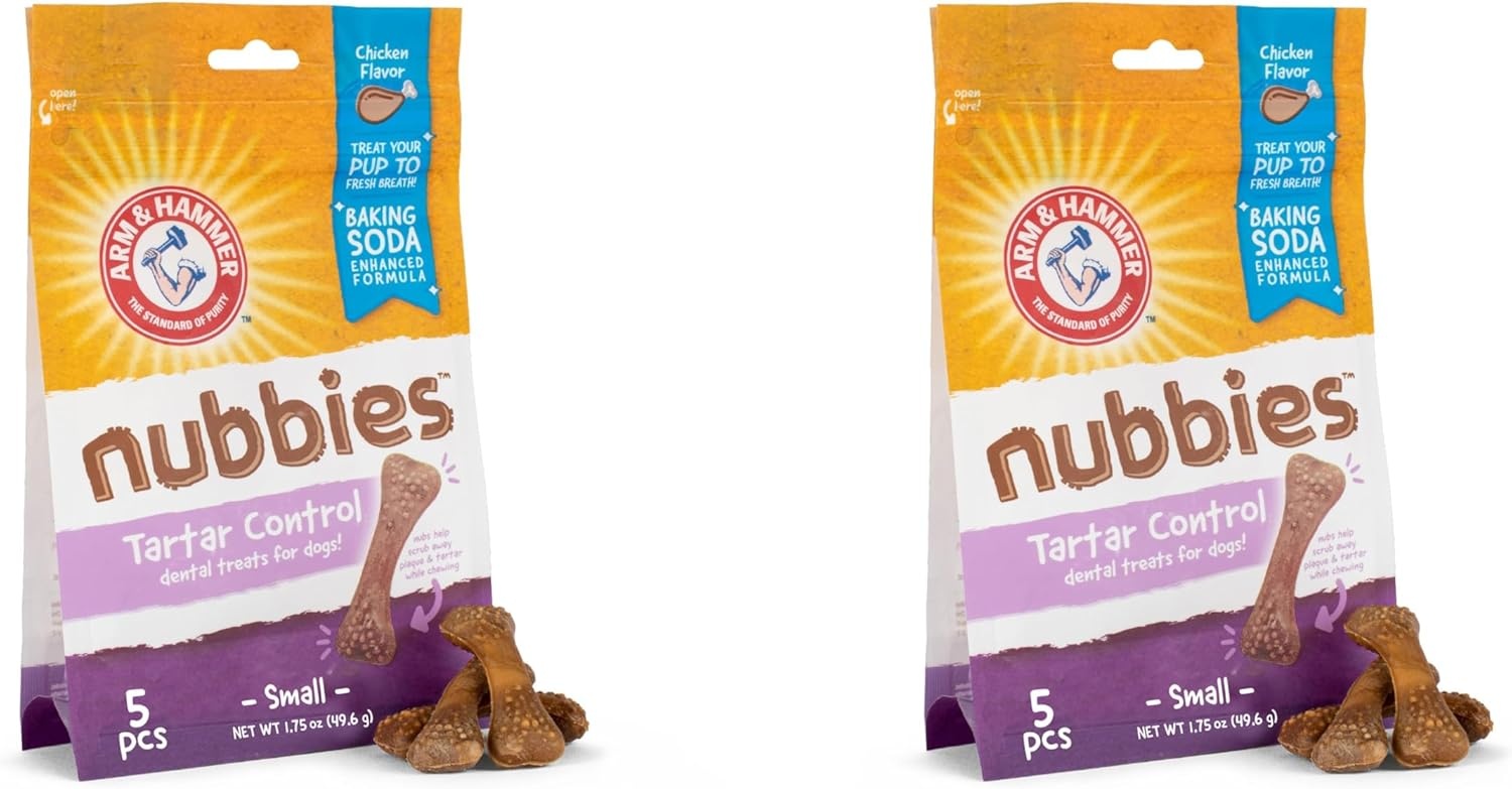 image:imageArm amp Hammer for Pets Nubbies Dental Treats Value Size Baking Soda amp Calcium Dog Dental Chews Helps Scrub Plaque amp Tartar While Chewing Peanut Butter Flavor 139 Count 528 Oz 6 PackChicken