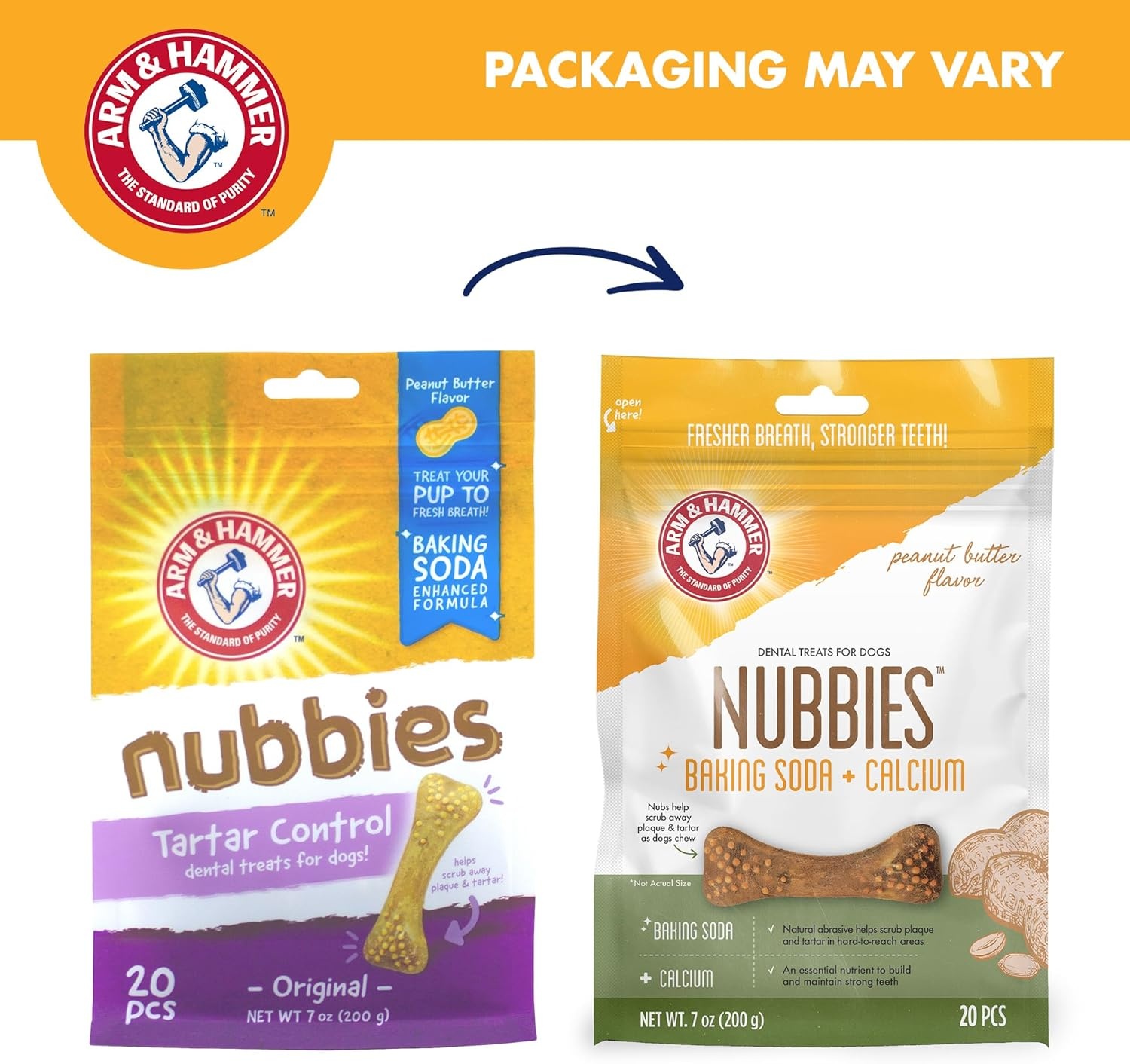 image:imageArm amp Hammer for Pets Nubbies Dental Treats Value Size Baking Soda amp Calcium Dog Dental Chews Helps Scrub Plaque amp Tartar While Chewing Peanut Butter Flavor 139 Count 528 Oz 6 PackPeanut Butter