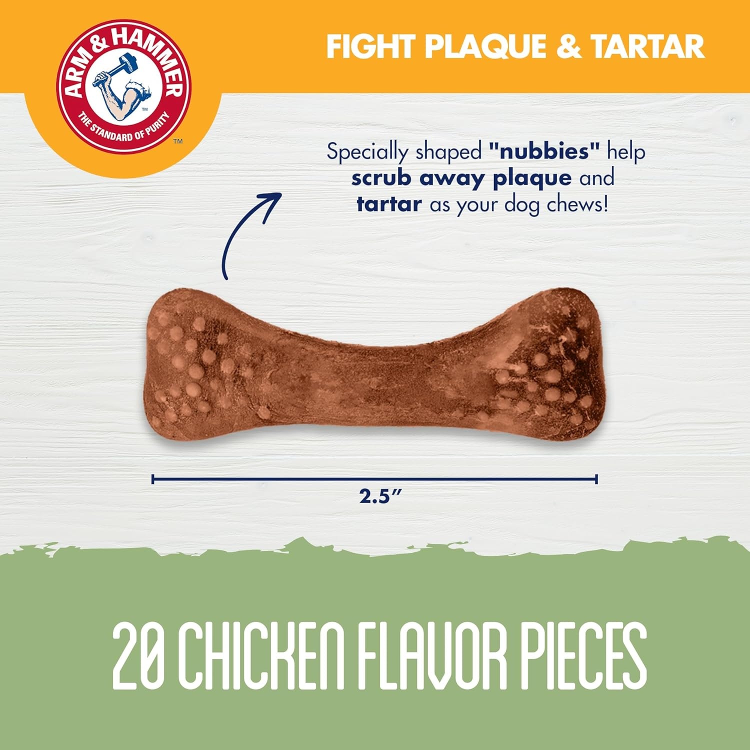image:imageArm amp Hammer for Pets Nubbies Dental Treats Value Size Baking Soda amp Calcium Dog Dental Chews Helps Scrub Plaque amp Tartar While Chewing Peanut Butter Flavor 139 Count 528 Oz 6 PackChicken