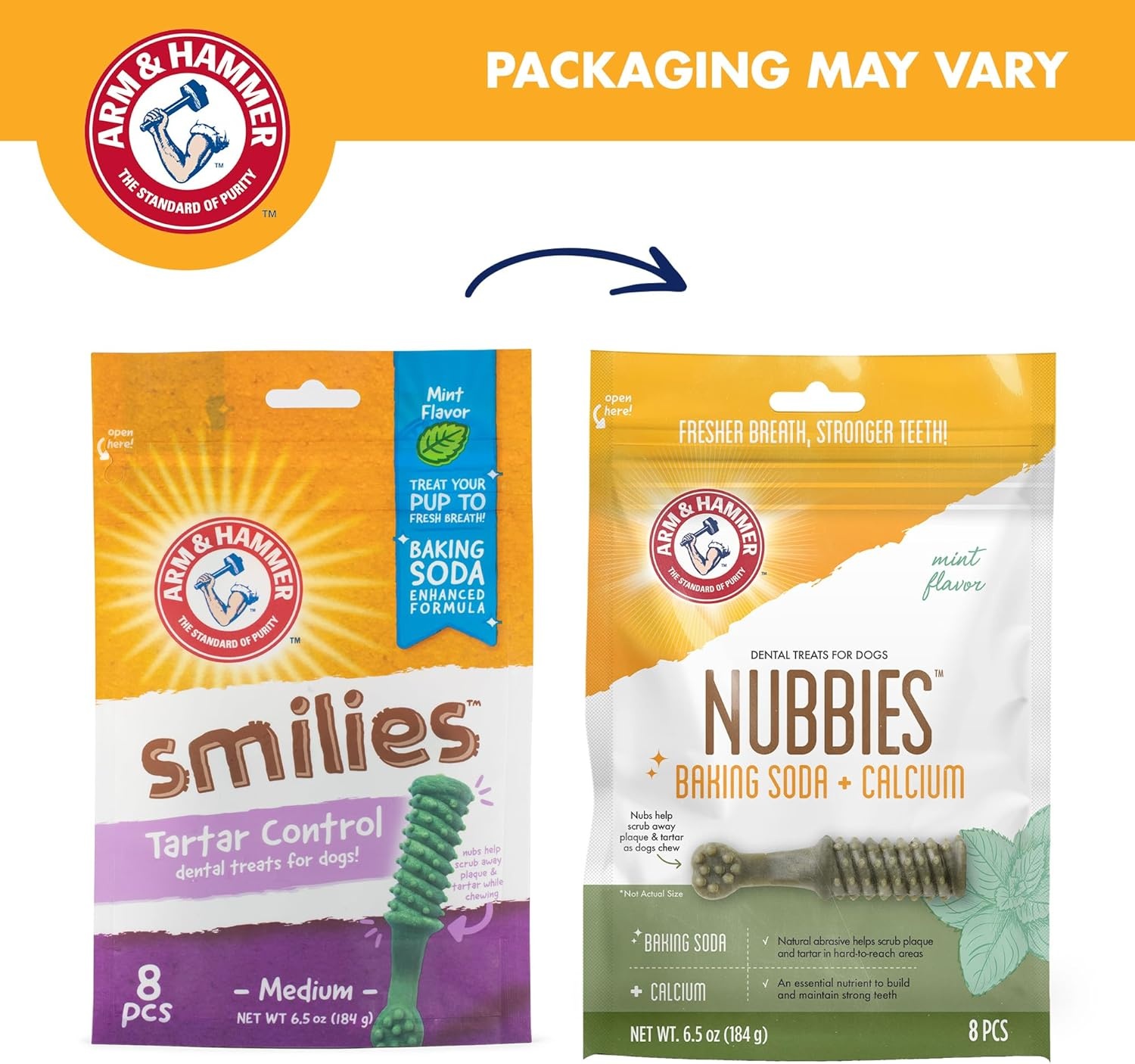 image:imageArm amp Hammer for Pets Nubbies Dental Treats Value Size Baking Soda amp Calcium Dog Dental Chews Helps Scrub Plaque amp Tartar While Chewing Peanut Butter Flavor 139 Count 528 Oz 6 PackMint