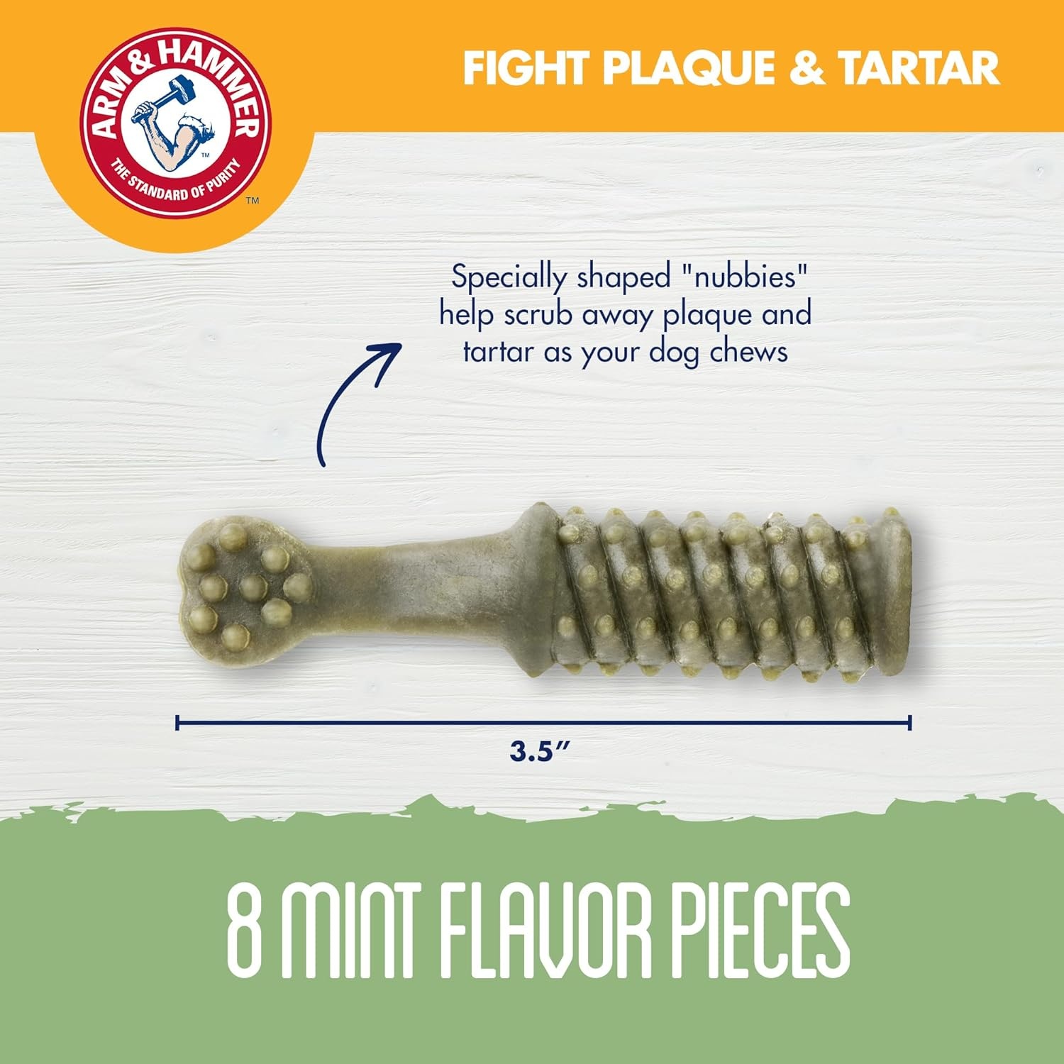 image:imageArm amp Hammer for Pets Nubbies Dental Treats Value Size Baking Soda amp Calcium Dog Dental Chews Helps Scrub Plaque amp Tartar While Chewing Peanut Butter Flavor 139 Count 528 Oz 6 PackMint