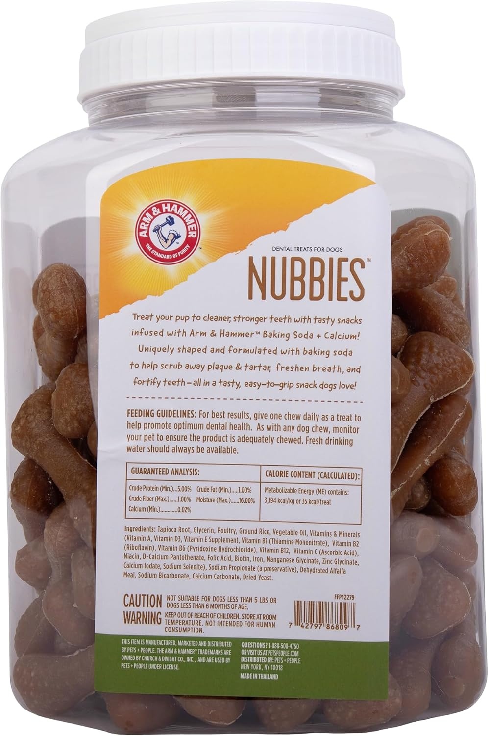 image:imageArm amp Hammer for Pets Nubbies Dental Treats Value Size Baking Soda amp Calcium Dog Dental Chews Helps Scrub Plaque amp Tartar While Chewing Peanut Butter Flavor 139 Count 528 Oz 6 PackChicken