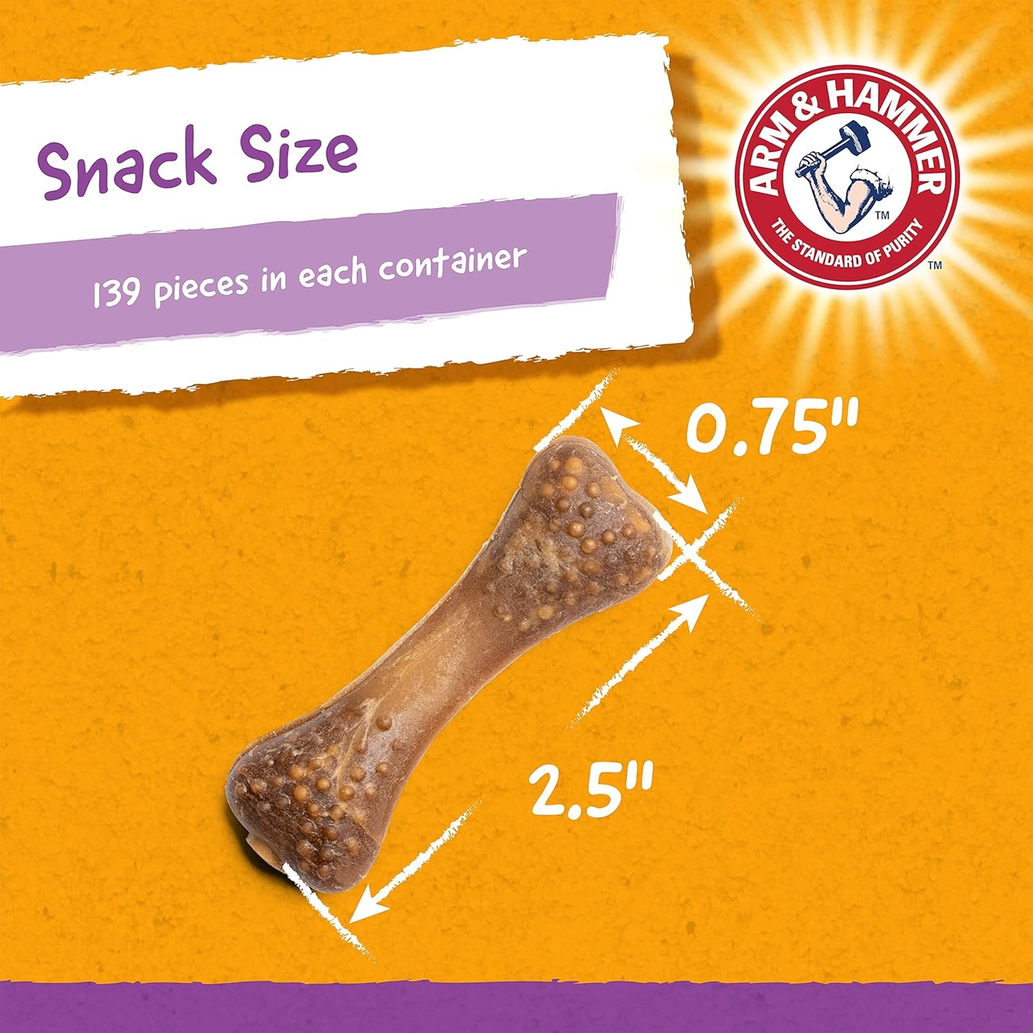 image:imageArm amp Hammer for Pets Nubbies Dental Treats Value Size Baking Soda Calcium Dog Dental Chews Nubbed Texture Scrubs Plaque Tartar Chicken Flavor 139 Count 528 OZ Bag 6 Pack