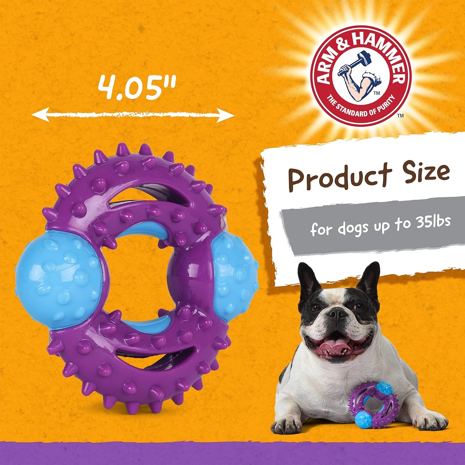 image:imageArm amp Hammer for Pets Nubbies Orion Dog Dental Toy Best Dog Chew Toy for Moderate Chewers Dog Dental Toy Helps Reduce Plaque amp Tartar Without Brushing Mint Flavor 24 PackPurple Blue