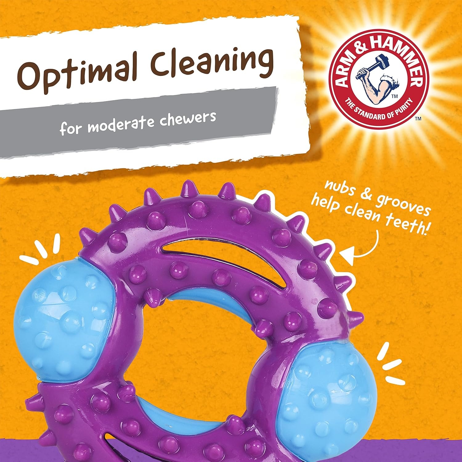 image:imageArm amp Hammer for Pets Nubbies Orion Dog Dental Toy Best Dog Chew Toy for Moderate Chewers Dog Dental Toy Helps Reduce Plaque amp Tartar Without Brushing Mint Flavor 24 PackPurple Blue