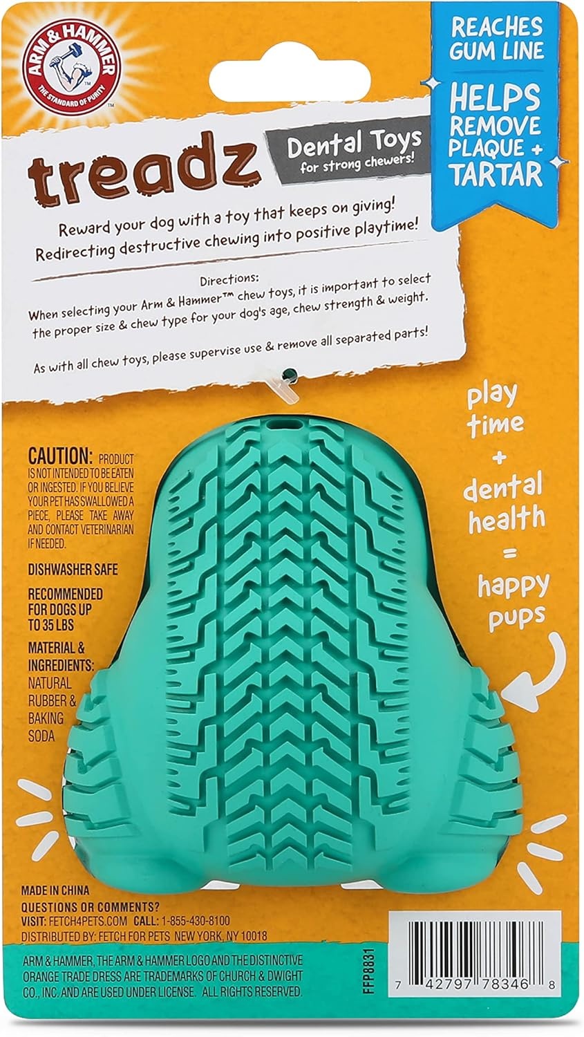 image:imageArm and Hammer for Pets Super Treadz Gator Dental Chew Toy for Dogs Reduces Plaque and Tartar Without Brushing Baking Soda Infused Dishwasher Safe Dogs Up to 35 LbsGorilla