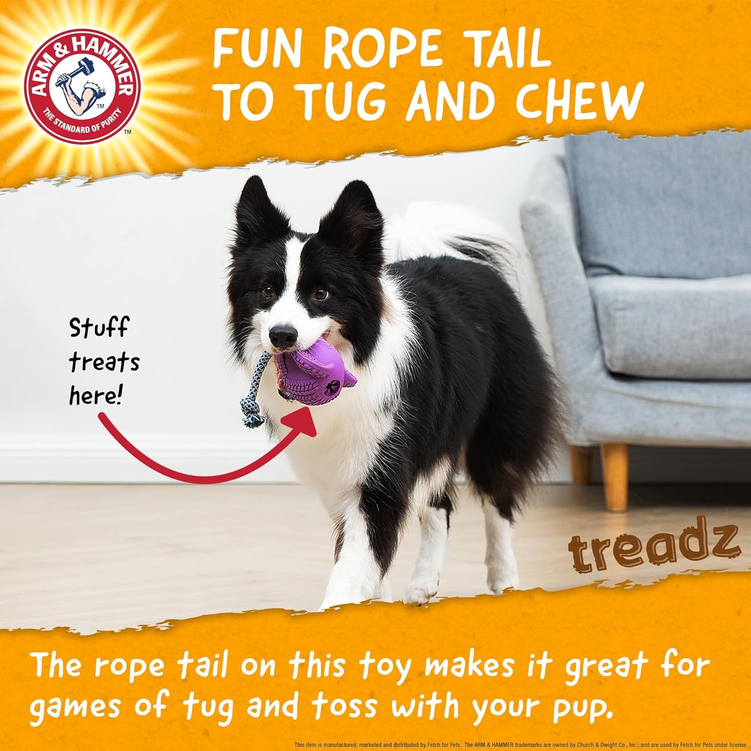 image:imageArm and Hammer for Pets Super Treadz Gator Dental Chew Toy for Dogs Reduces Plaque and Tartar Without Brushing Baking Soda Infused Dishwasher Safe Dogs Up to 35 LbsElephant