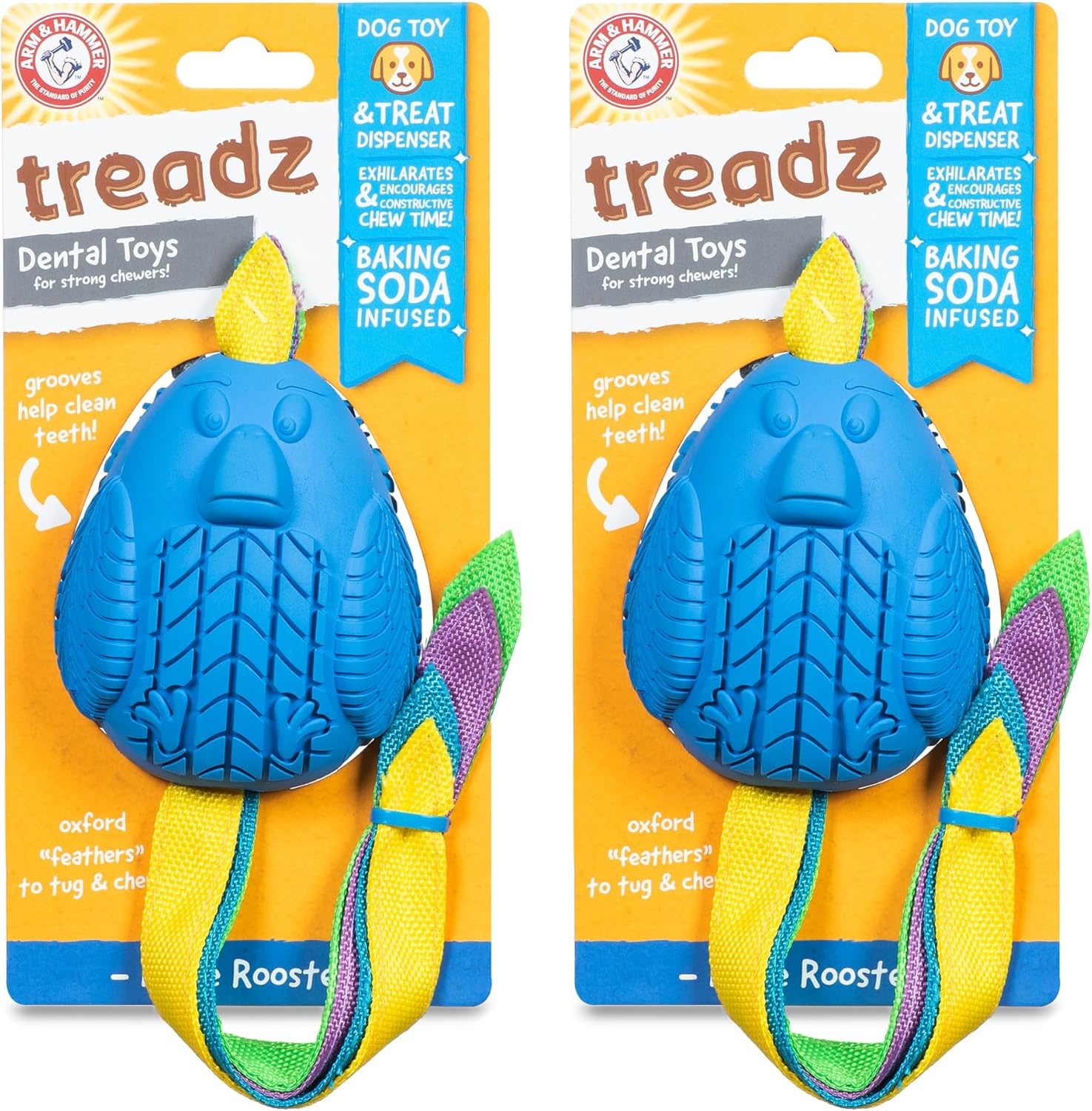 image:imageArm and Hammer for Pets Super Treadz Gator Dental Chew Toy for Dogs Reduces Plaque and Tartar Without Brushing Baking Soda Infused Dishwasher Safe Dogs Up to 35 LbsRooster
