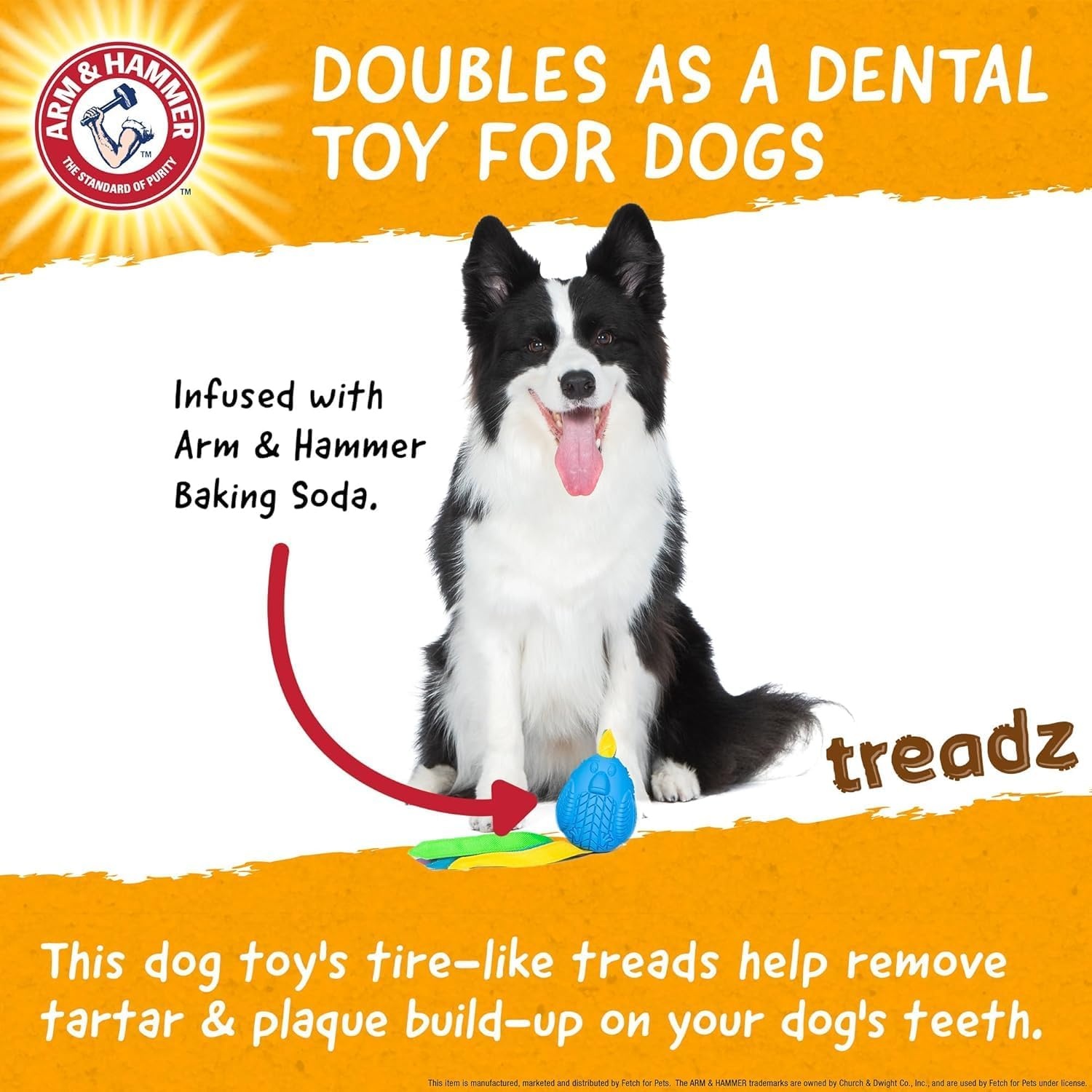 image:imageArm and Hammer for Pets Super Treadz Gator Dental Chew Toy for Dogs Reduces Plaque and Tartar Without Brushing Baking Soda Infused Dishwasher Safe Dogs Up to 35 LbsRooster