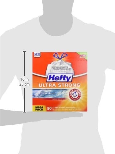 image:imageHefty Ultra Strong 13 Gallon Trash Bags Tall Kitchen Trash Bags 13 Gallon Size Drawstring Closure Continuous Odor Control White Citrus Twist Scent 80 BagsClean Burst