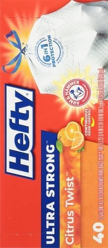 image:imageHefty Ultra Strong 13 Gallon Trash Bags Tall Kitchen Trash Bags 13 Gallon Size Drawstring Closure Continuous Odor Control White Citrus Twist Scent 80 BagsCitrus Twist