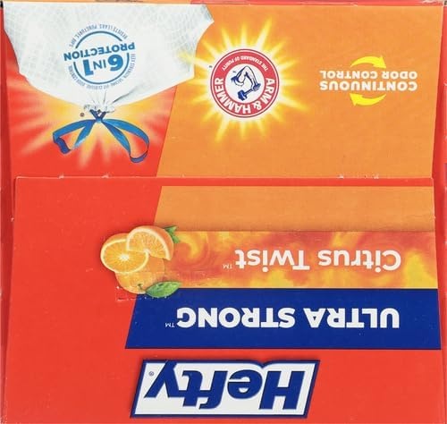 image:imageHefty Ultra Strong 13 Gallon Trash Bags Tall Kitchen Trash Bags 13 Gallon Size Drawstring Closure Continuous Odor Control White Citrus Twist Scent 80 BagsCitrus Twist