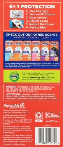 image:imageHefty Ultra Strong 13 Gallon Trash Bags Tall Kitchen Trash Bags 13 Gallon Size Drawstring Closure Continuous Odor Control White Citrus Twist Scent 80 BagsCitrus Twist