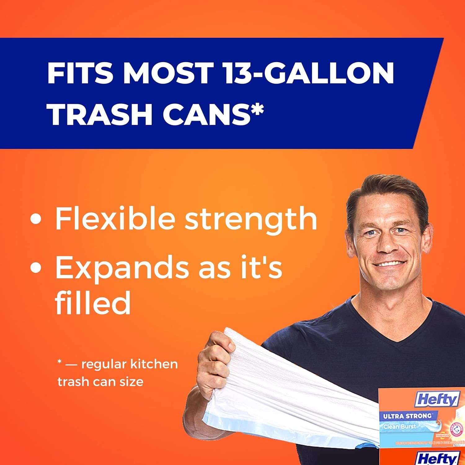 image:imageHefty Ultra Strong 13 Gallon Trash Bags Tall Kitchen Trash Bags 13 Gallon Size Drawstring Closure Continuous Odor Control White Citrus Twist Scent 80 BagsCitrus Twist