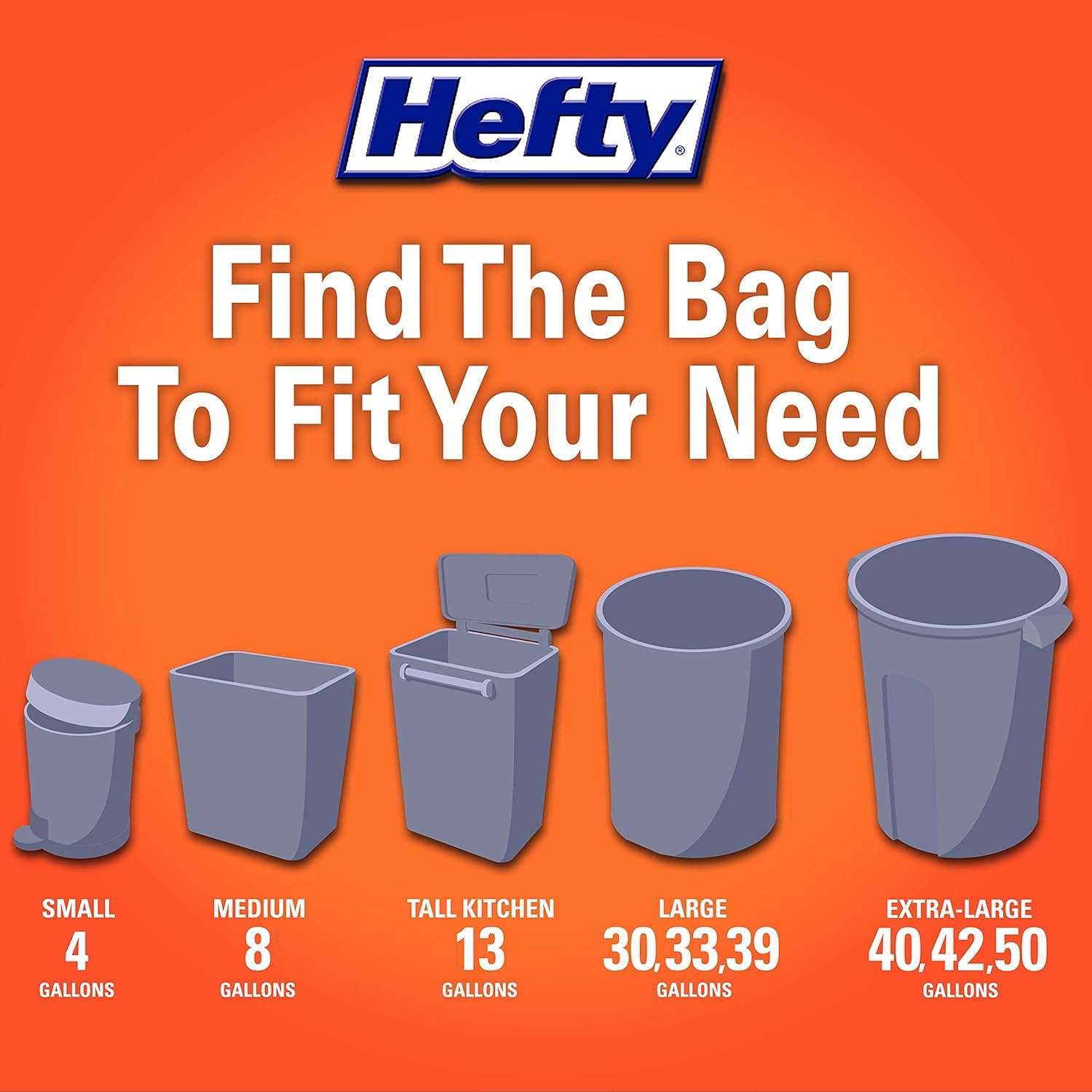 image:imageHefty Ultra Strong 13 Gallon Trash Bags Tall Kitchen Trash Bags 13 Gallon Size Drawstring Closure Continuous Odor Control White Citrus Twist Scent 80 BagsCitrus Twist
